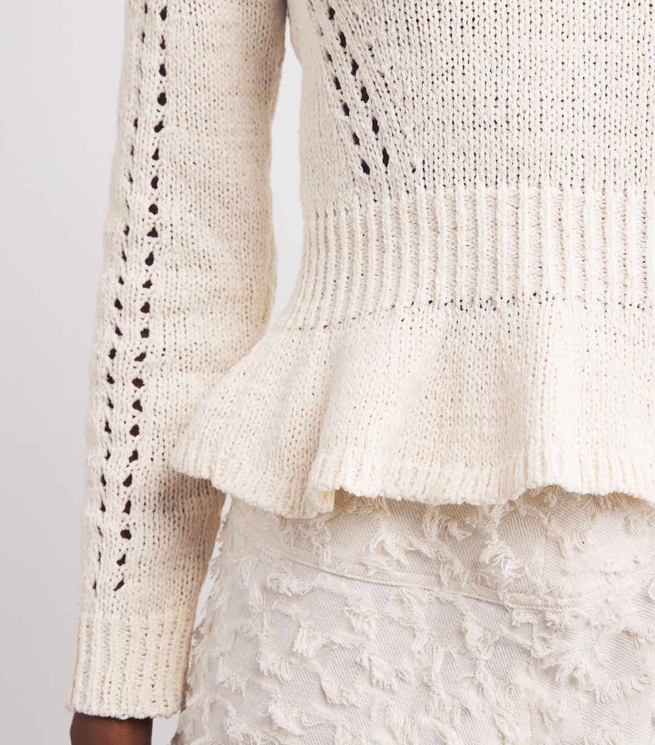 Cotton-Blend Peplum Aurelie Sweater COWRIE Image 7