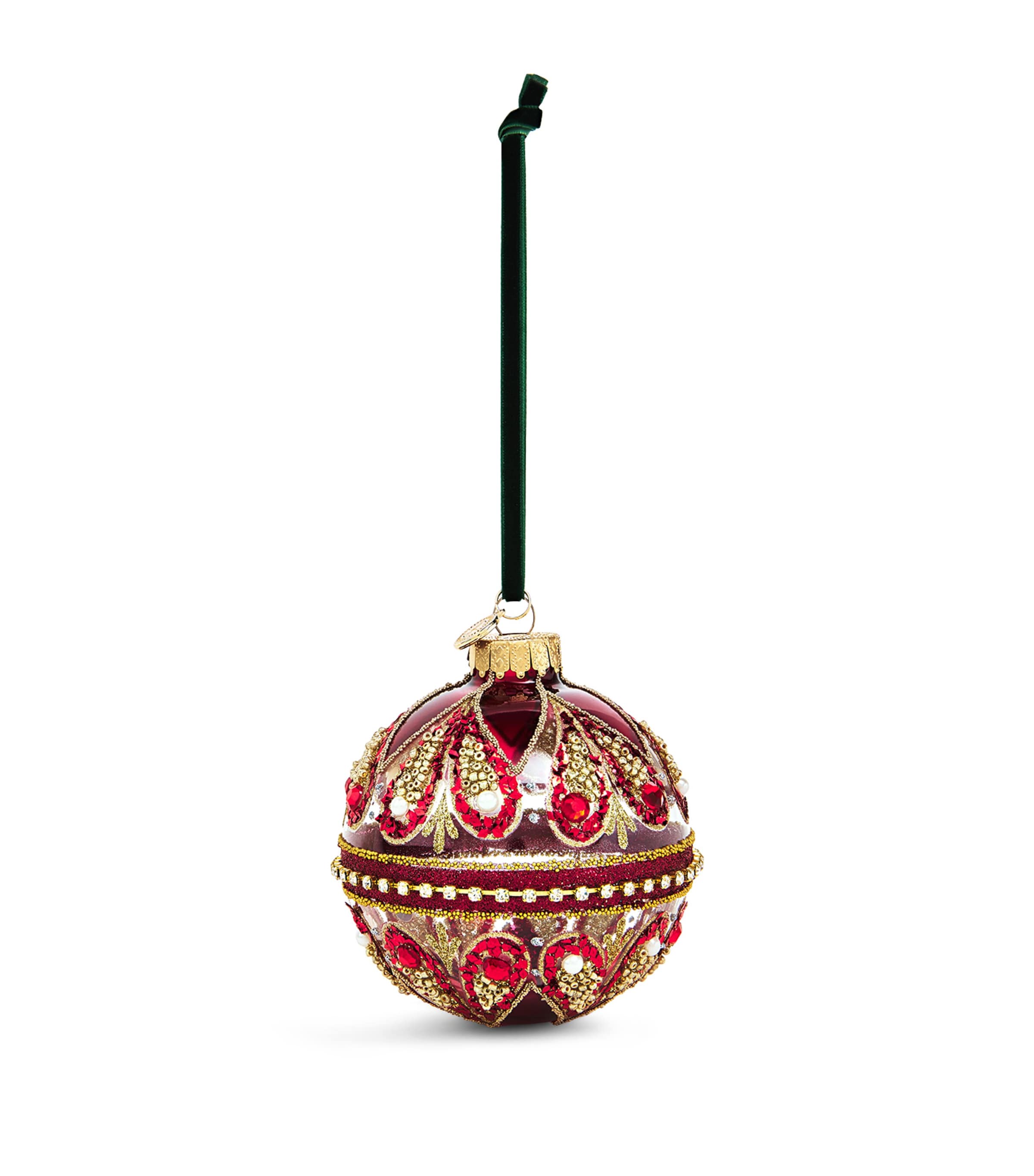 Harrods Red Glass Jewelled Bauble In Multi