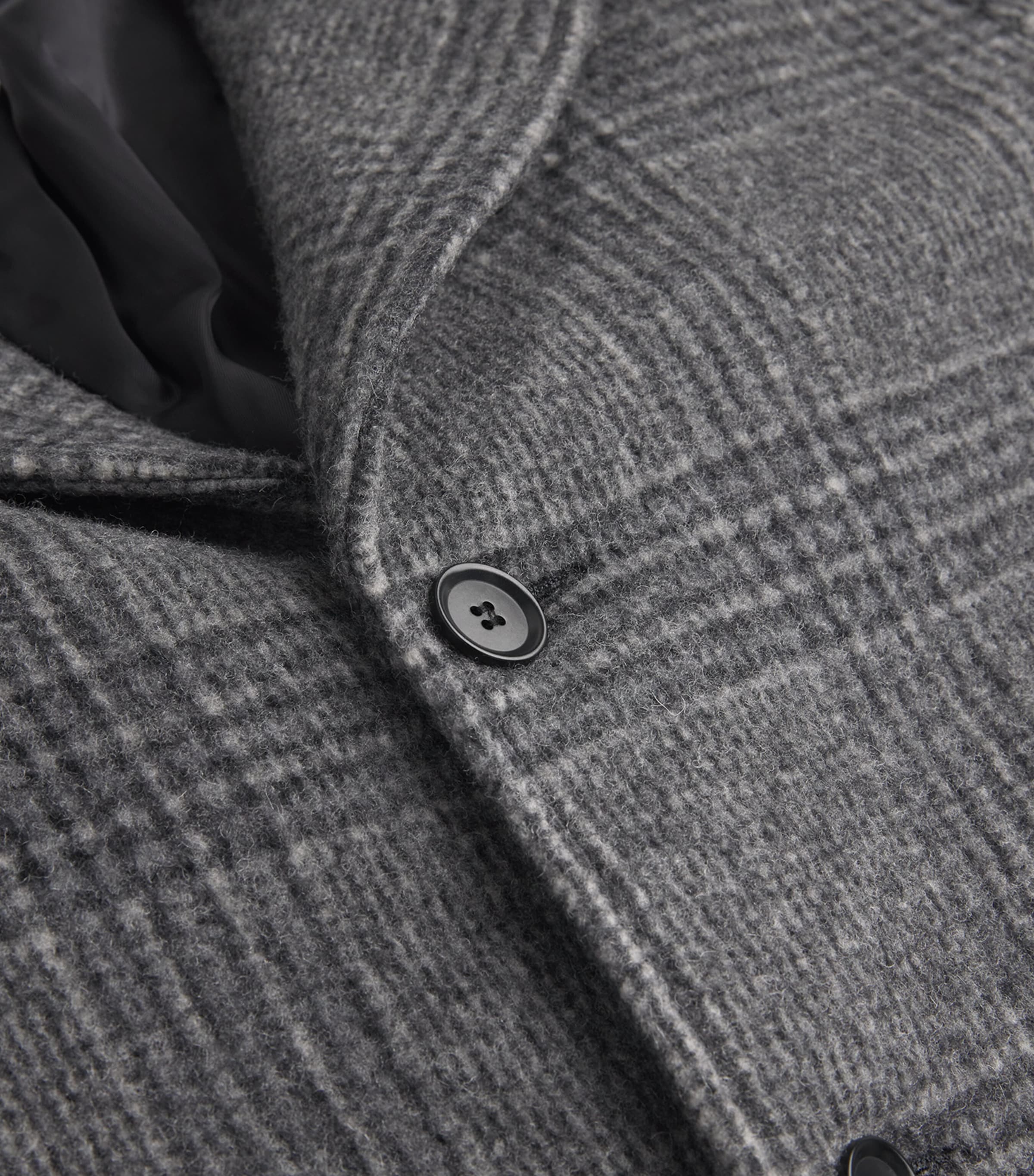 Wool-Blend Check Overcoat GREY CH Image 5