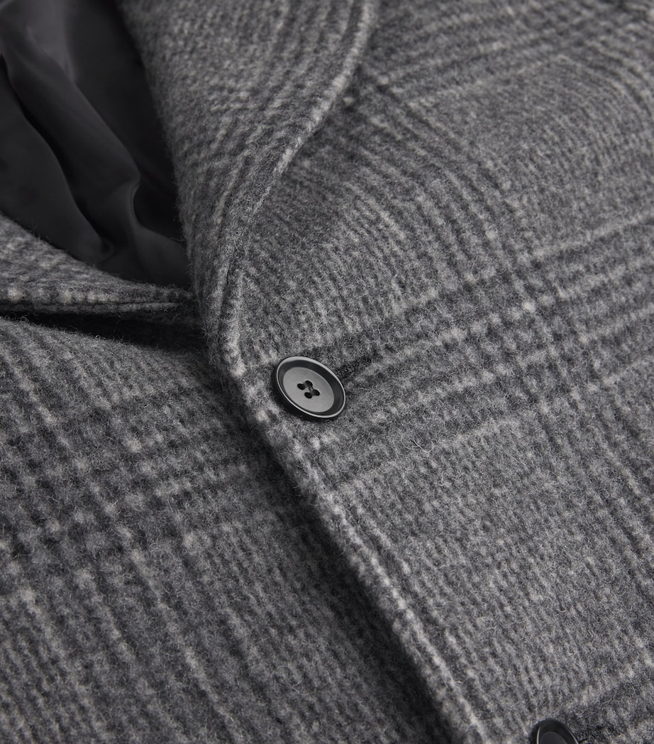Wool-Blend Check Overcoat GREY CH Image 5