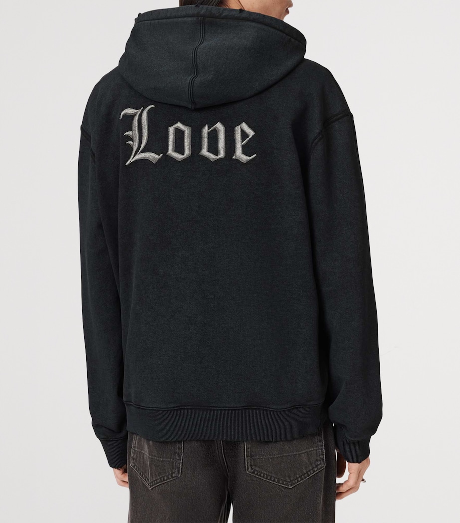 AllSaints Mens Organic Cotton Utopia Hoodie Washed Black Image 4