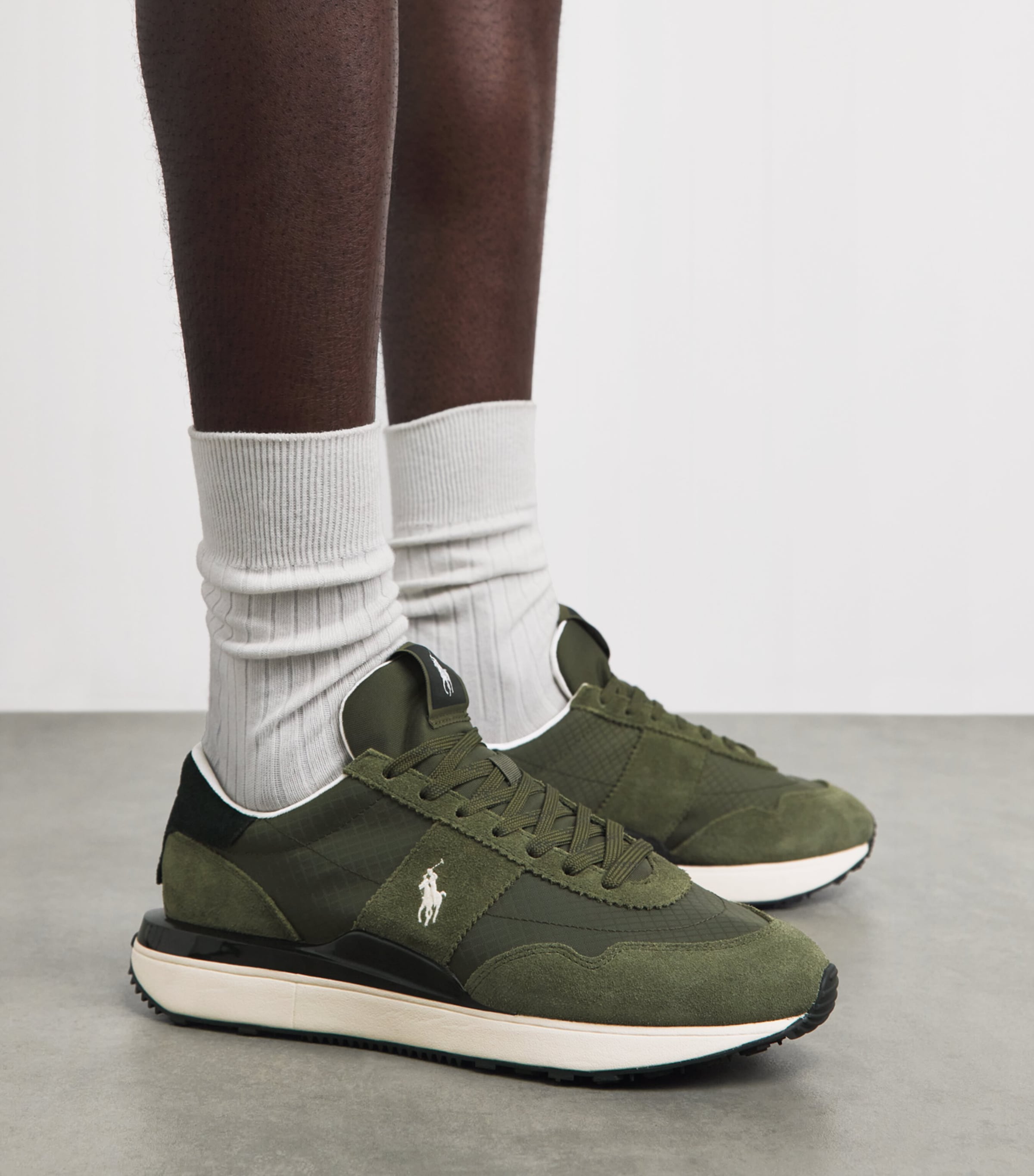 Polo Ralph Lauren Suede-Blend Train 89 Sneakers Tonal Olive Image 2