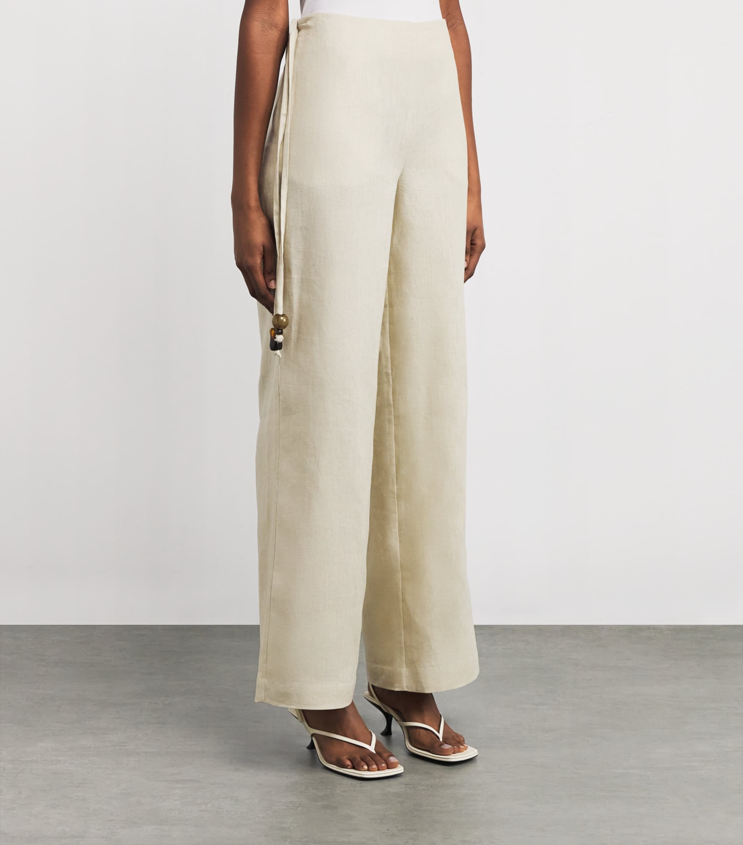 Linen Raquel Wide-Leg Trousers WHEAT Image 3