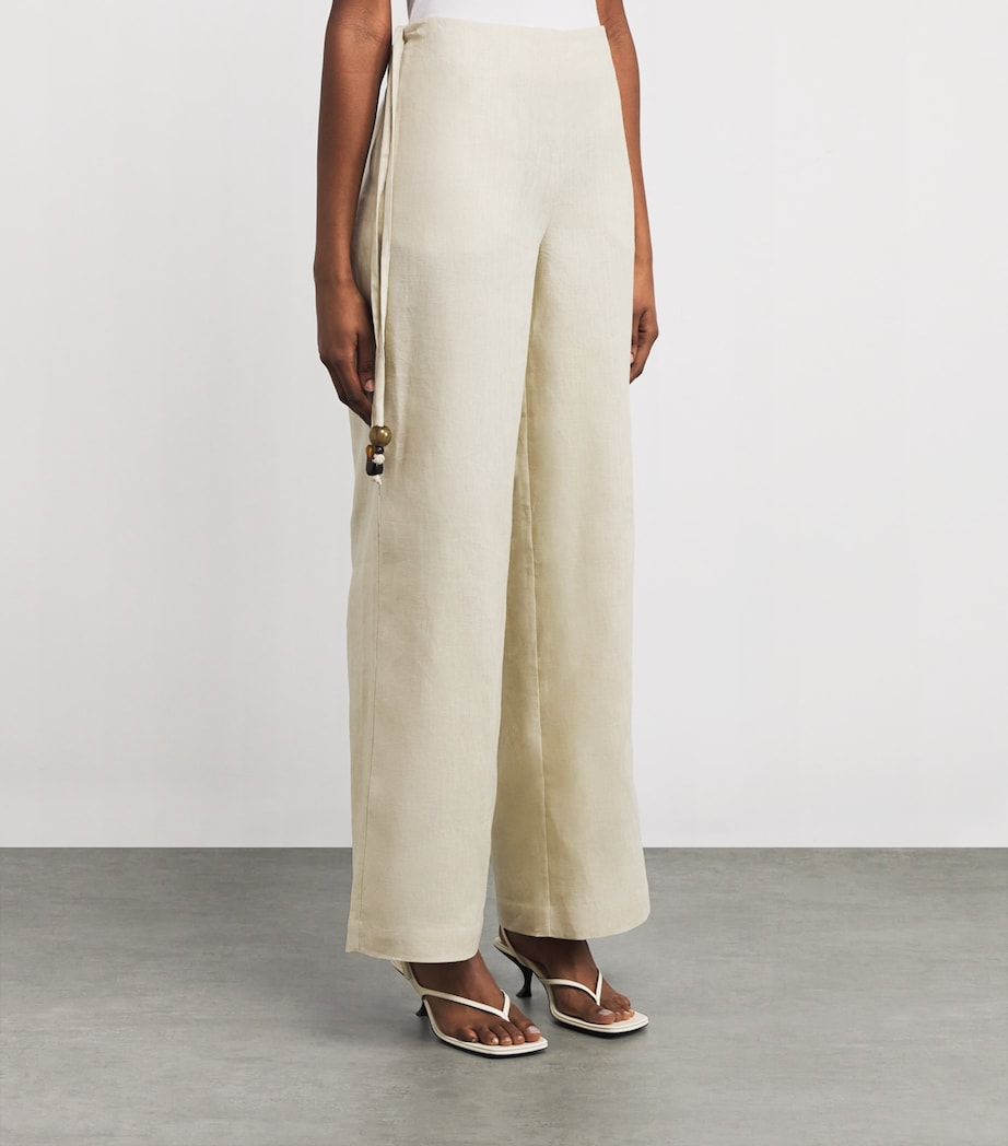 Linen Raquel Wide-Leg Trousers WHEAT Image 3