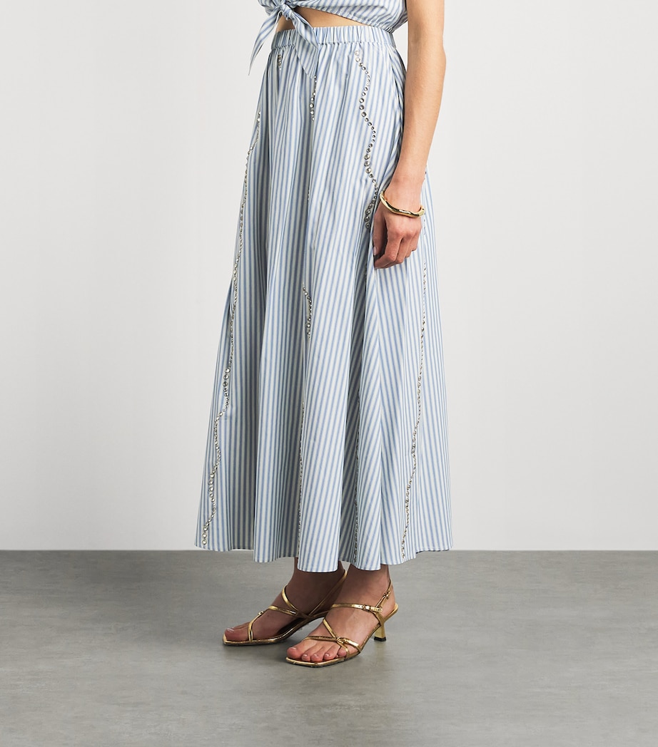 Sandro Paris Womens Rhinestone Stripe Maxi Skirt Blue Image 4