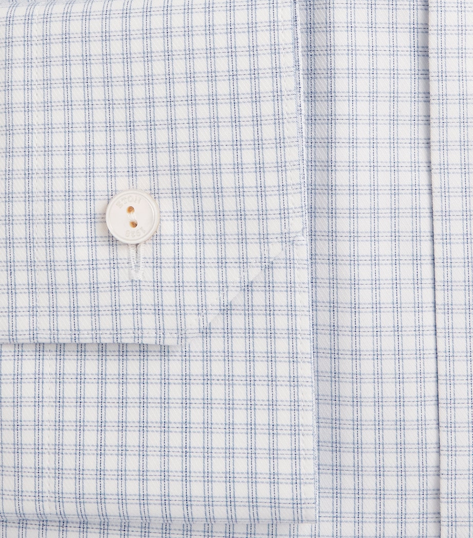 Eton Mens Supima Cotton Check Slim Fit Shirt Light Blue Image 6