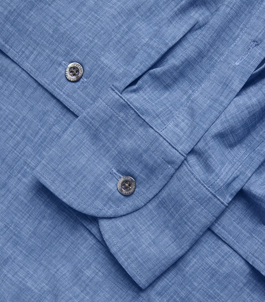 Corneliani Mens Textured Weave Shirt Drk Ceruol Brigh Image 5