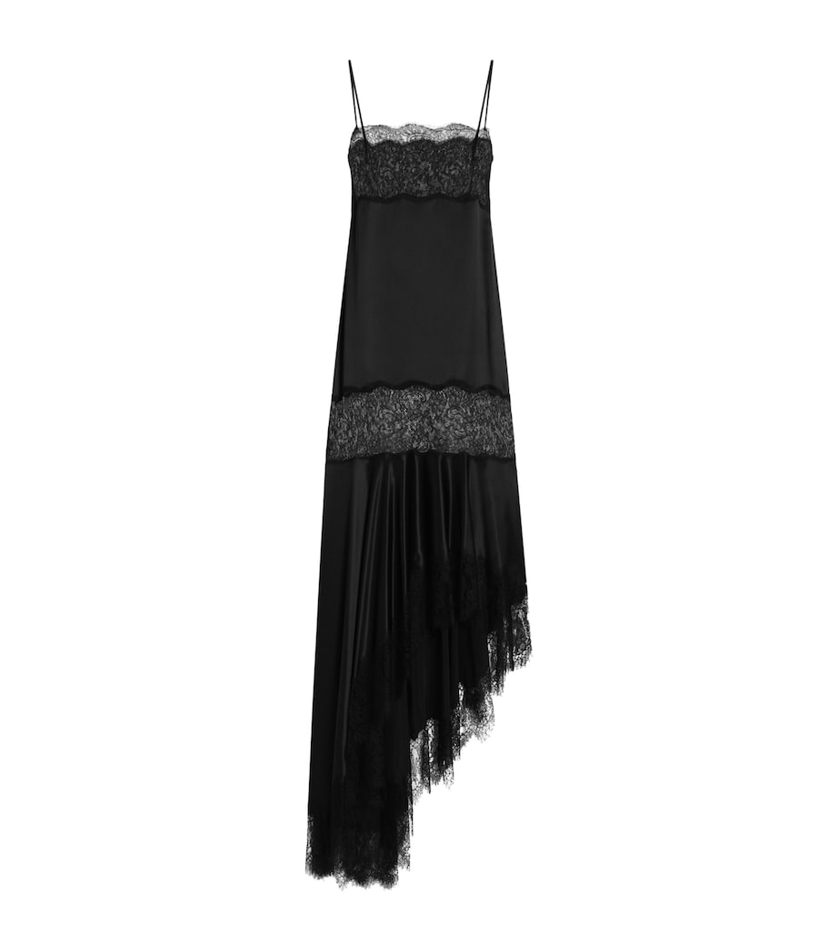 Dolce&Gabbana Womens Silk-Blend Asymmetric Midi Dress Blac Image 1