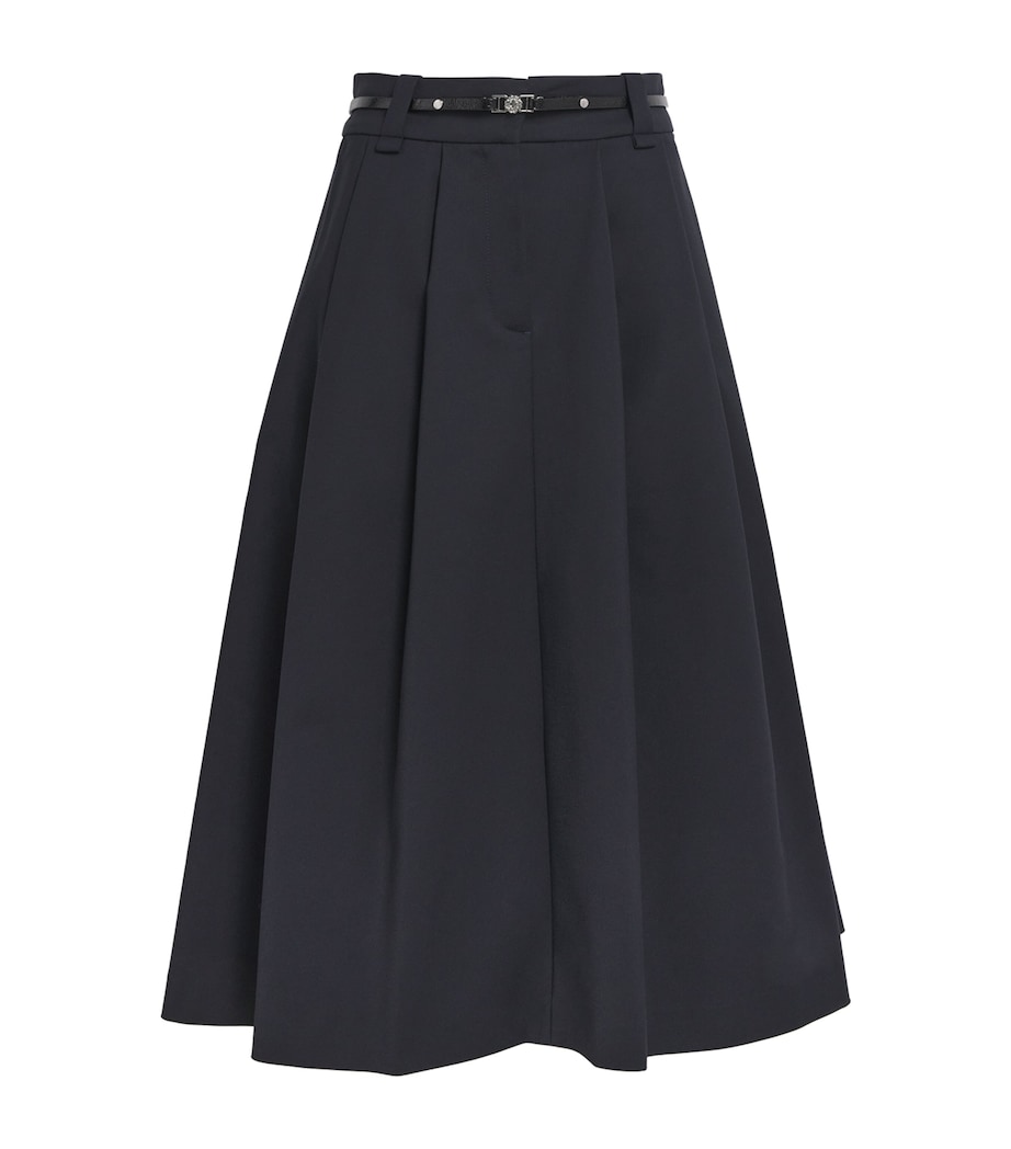 Cotton-Blend Belted Midi Skirt NAVY Image 1