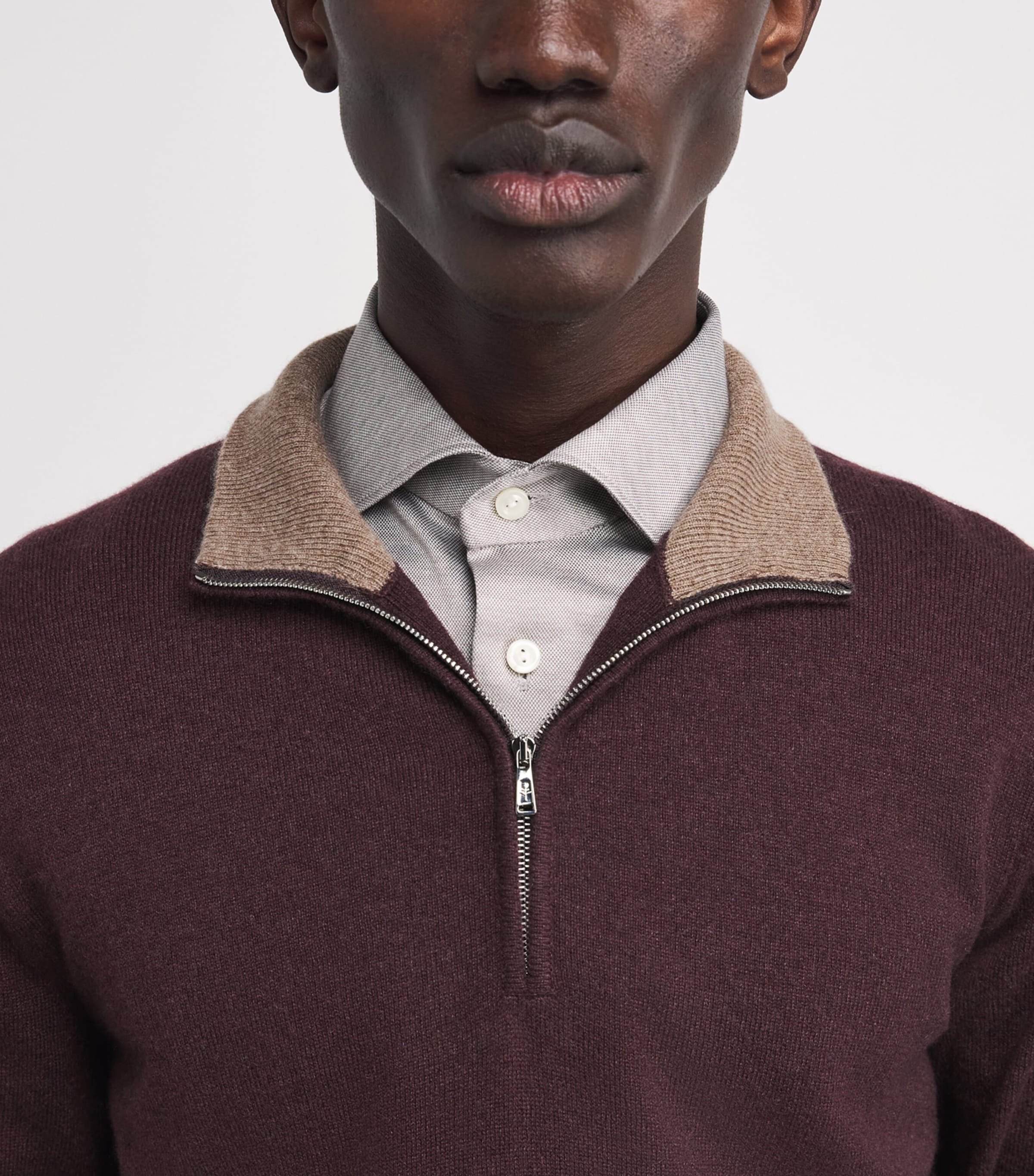 Cashmere Half-Zip Sweater A.32-VINO Image 6