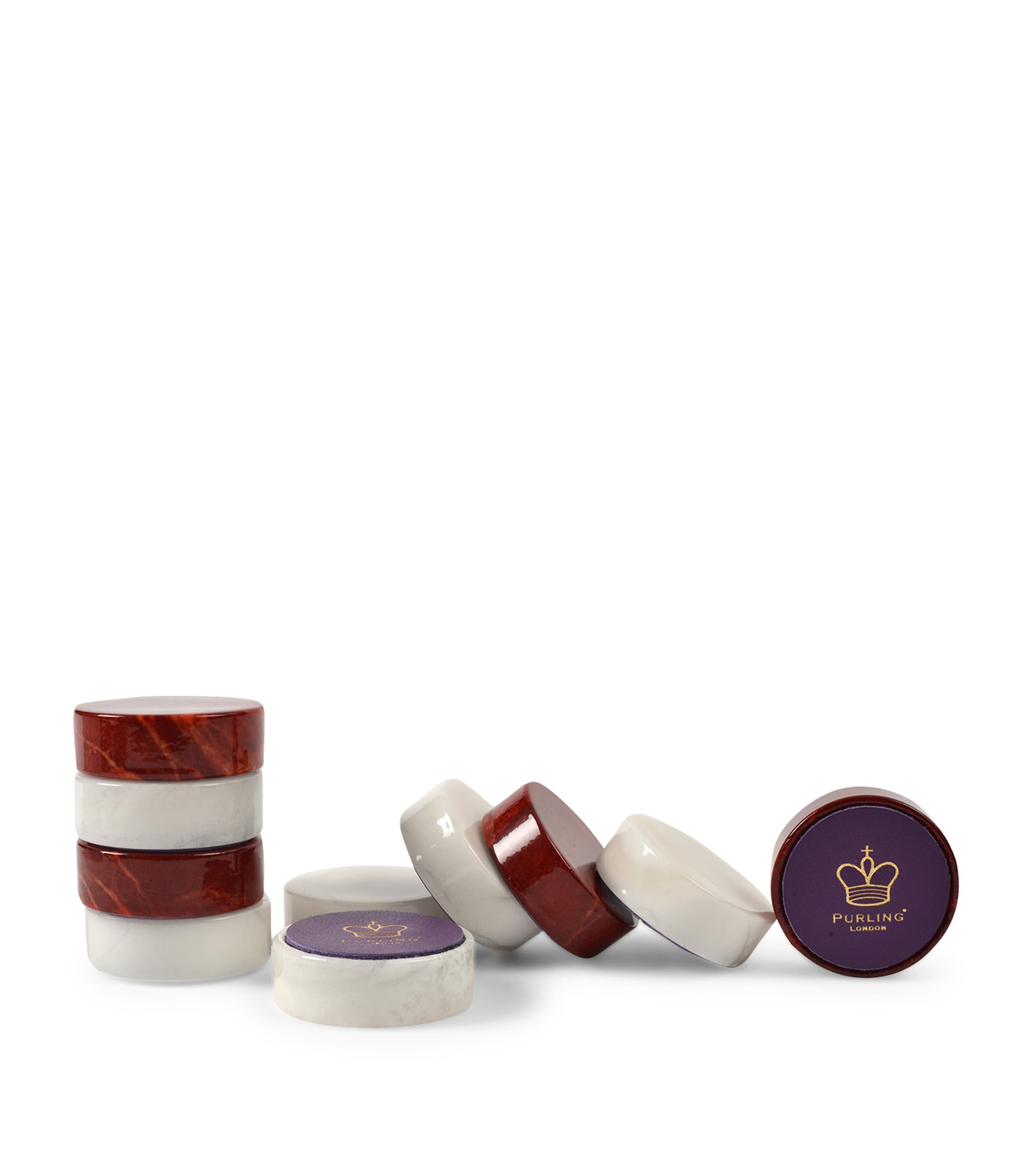 Alabaster Stone Checkers RED & WHITE Image 2