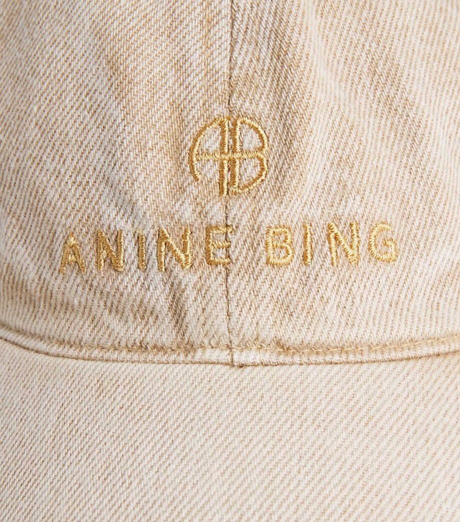 ANINE BING Denim Jeremy Logo Baseball Cap Yellow Image 4