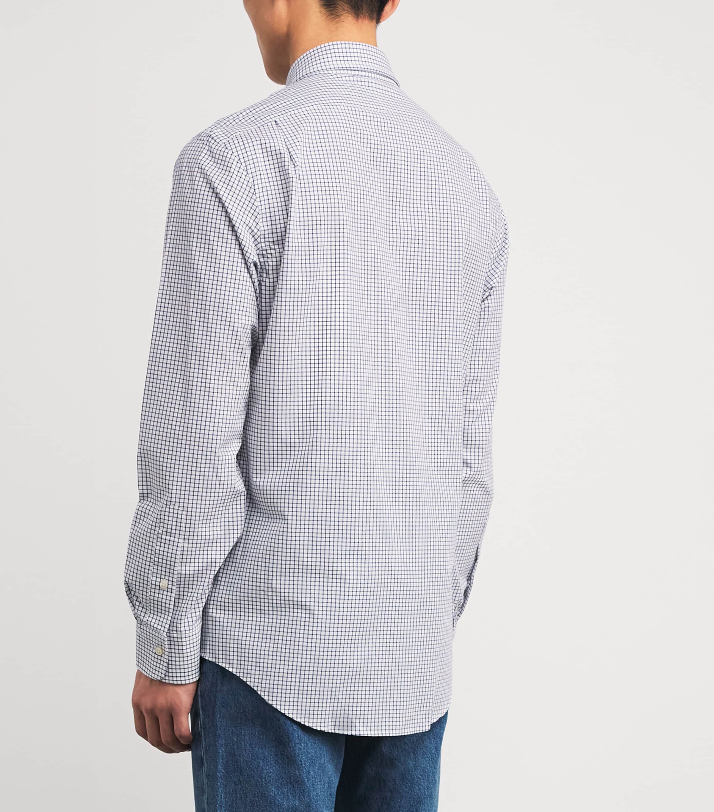 Polo Ralph Lauren Mens Cotton Poplin Check Shirt White Navy Image 4