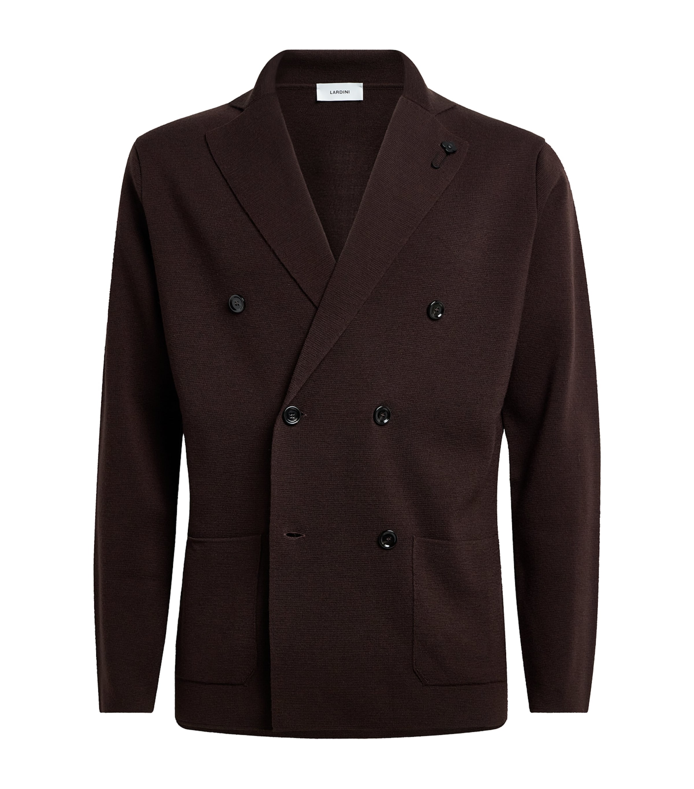 Lardini Mens Virgin Wool Double-Breasted Cardigan Brown Image 1