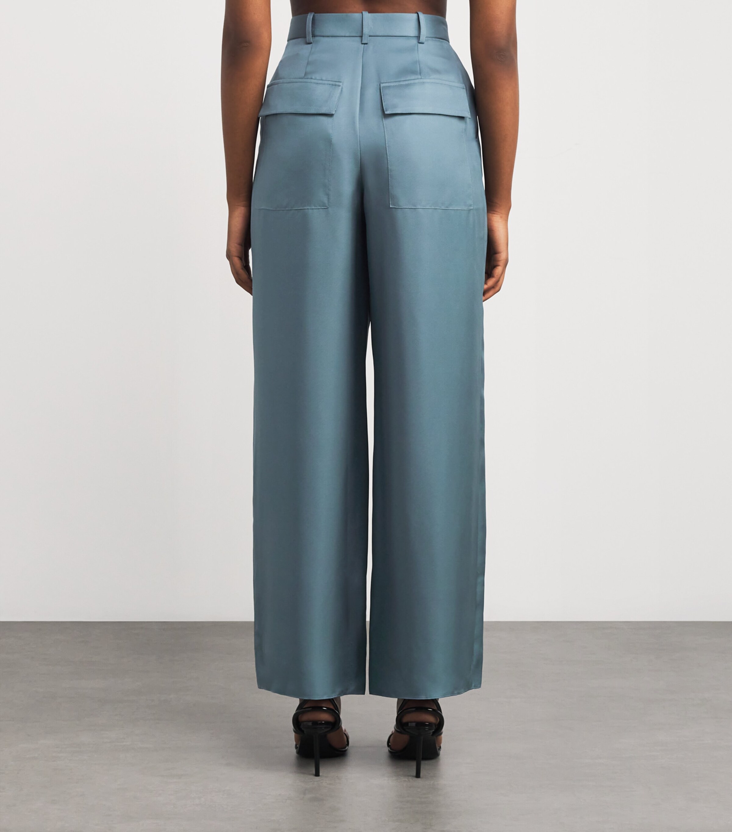 Organic Silk Wide-Leg Trousers 409 SLATE Image 4