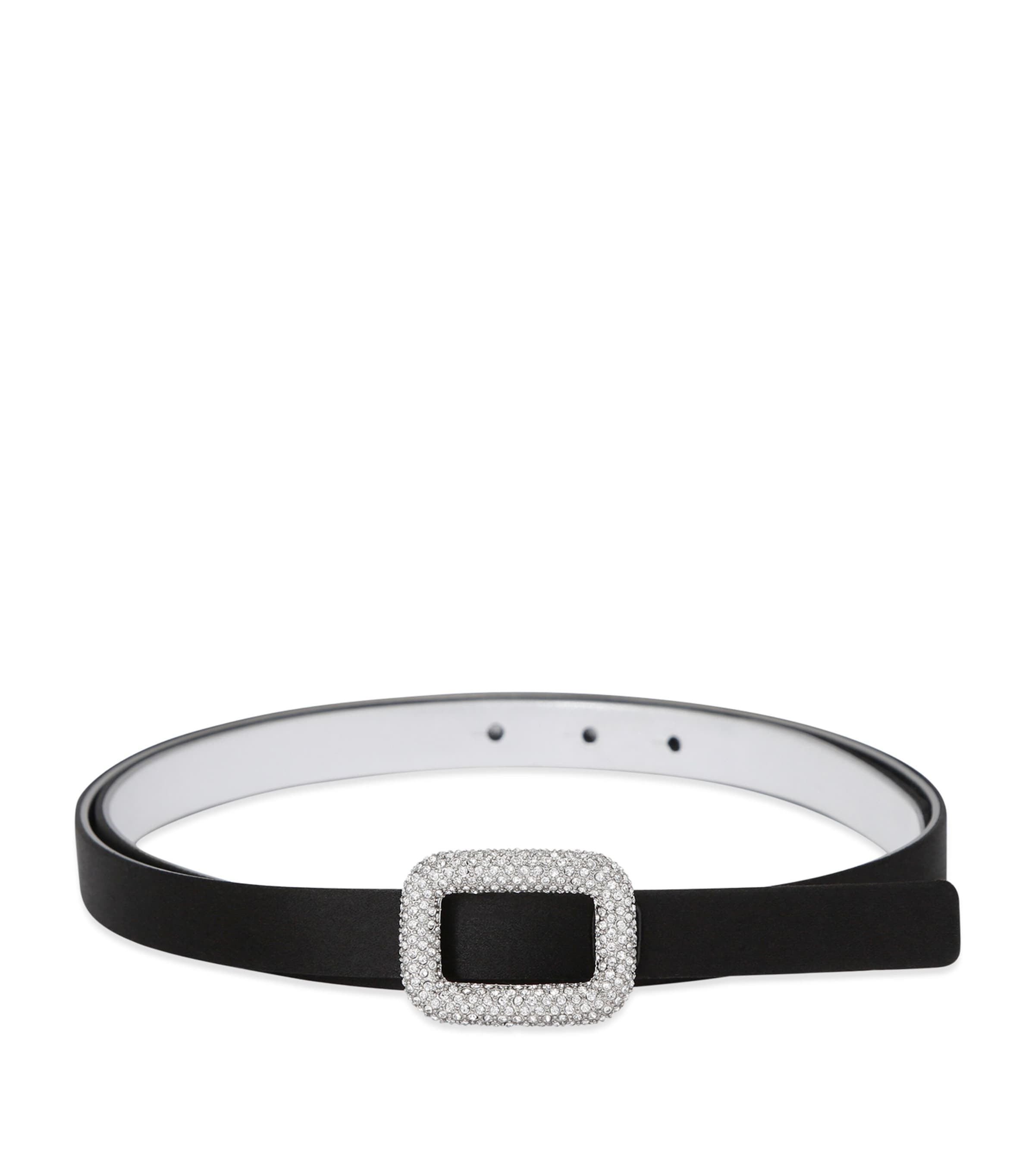 Roger Vivier Satin Viv Choc Strass Belt In Black