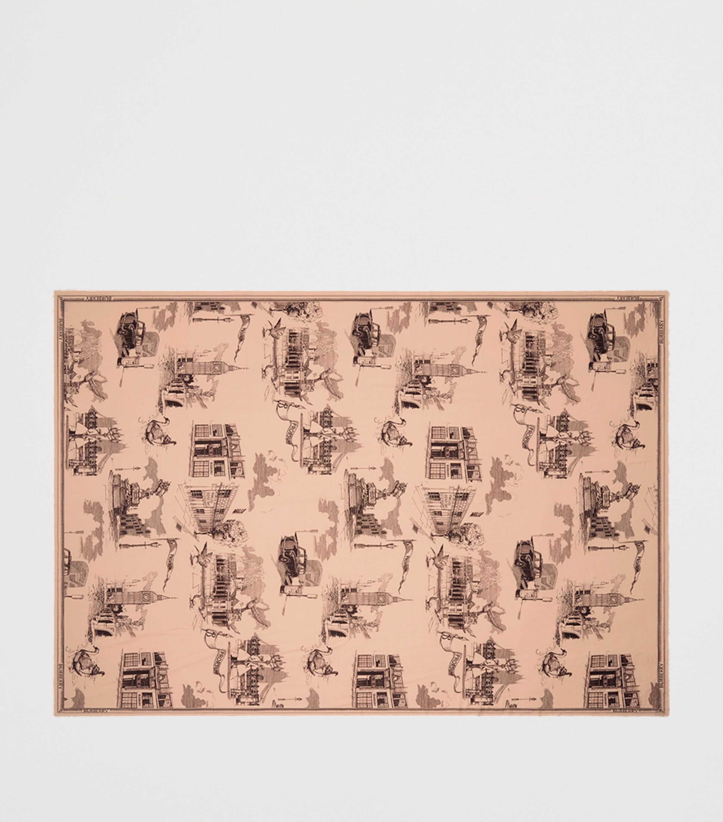 Burberry Wool-Silk London Landmarks Scarf Sepia Pink Image 5
