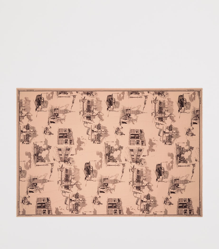 Burberry Wool-Silk London Landmarks Scarf Sepia Pink Image 5