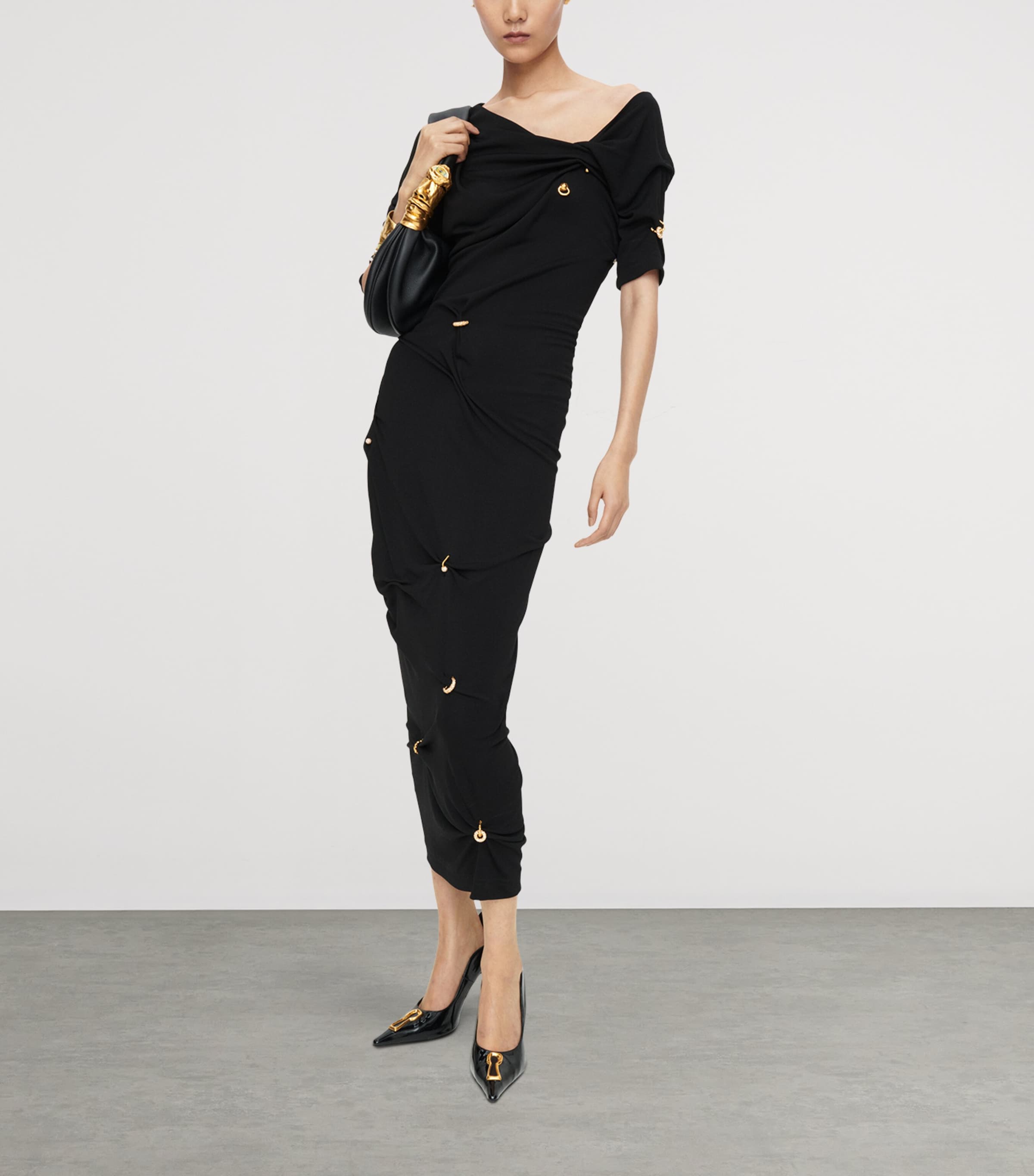 Schiaparelli Womens Piercings Midi Dress Black Image 2
