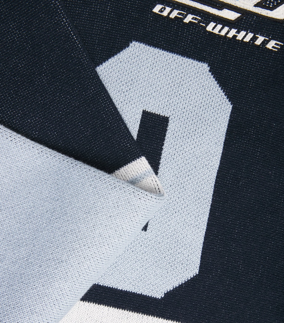 Off-White Cotton Oversized Polo Sweater Black Image 6
