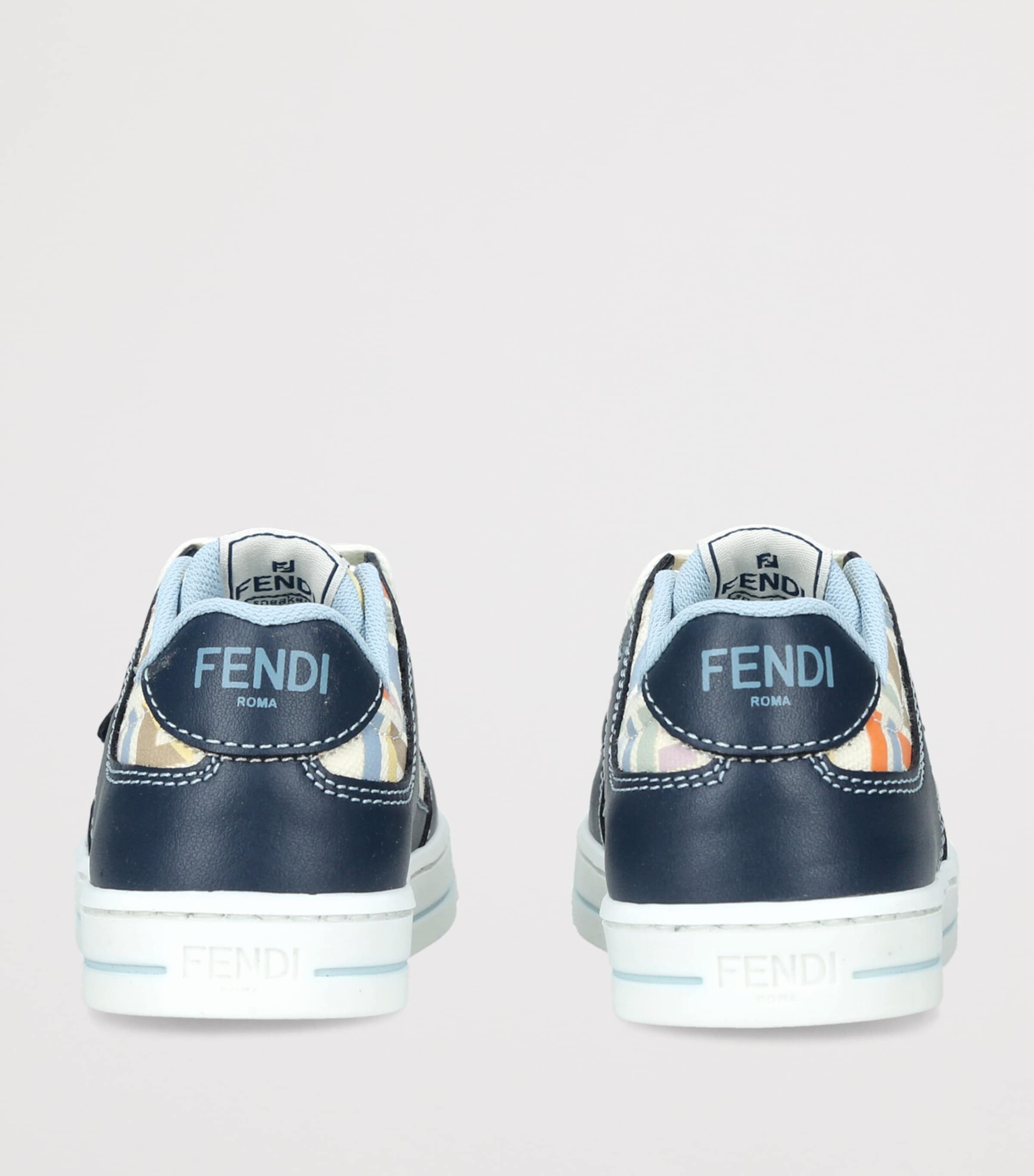 Fendi Kids Leather Logo Sneakers Blue Other Image 2