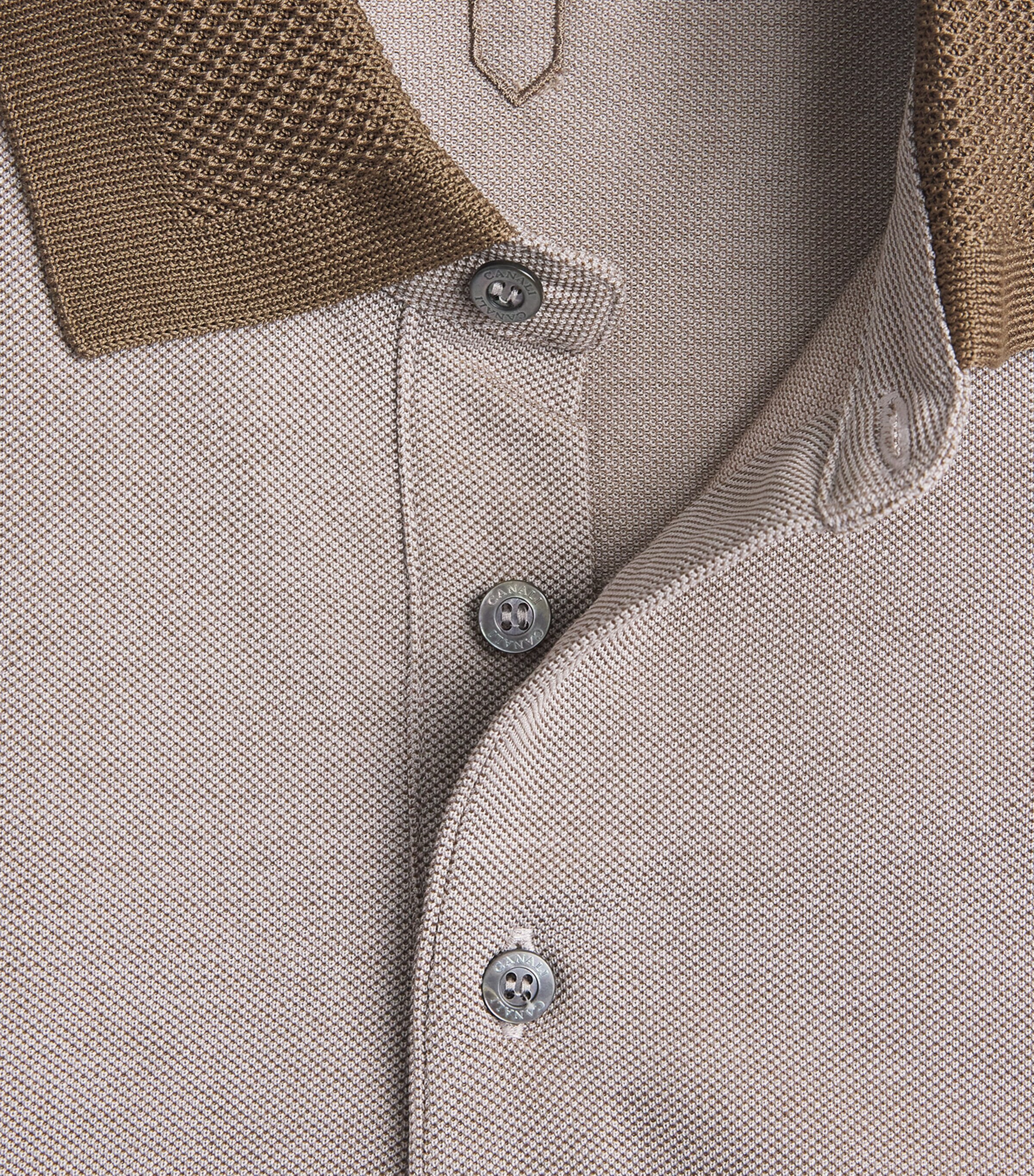 Canali Mens Cotton Contrast-Trim Polo Shirt Image 5