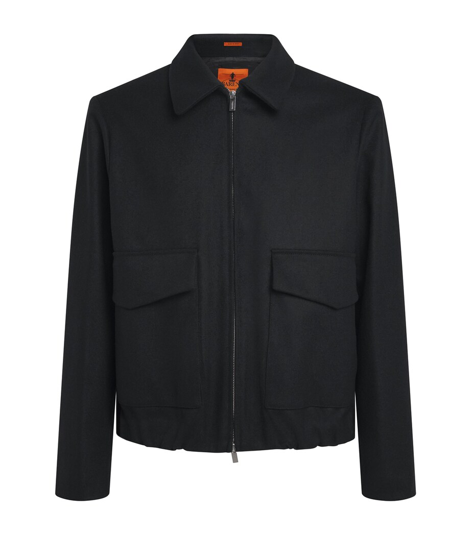 Barena Mens Wool-Blend Tailored Bomber Jacket Nero Image 1