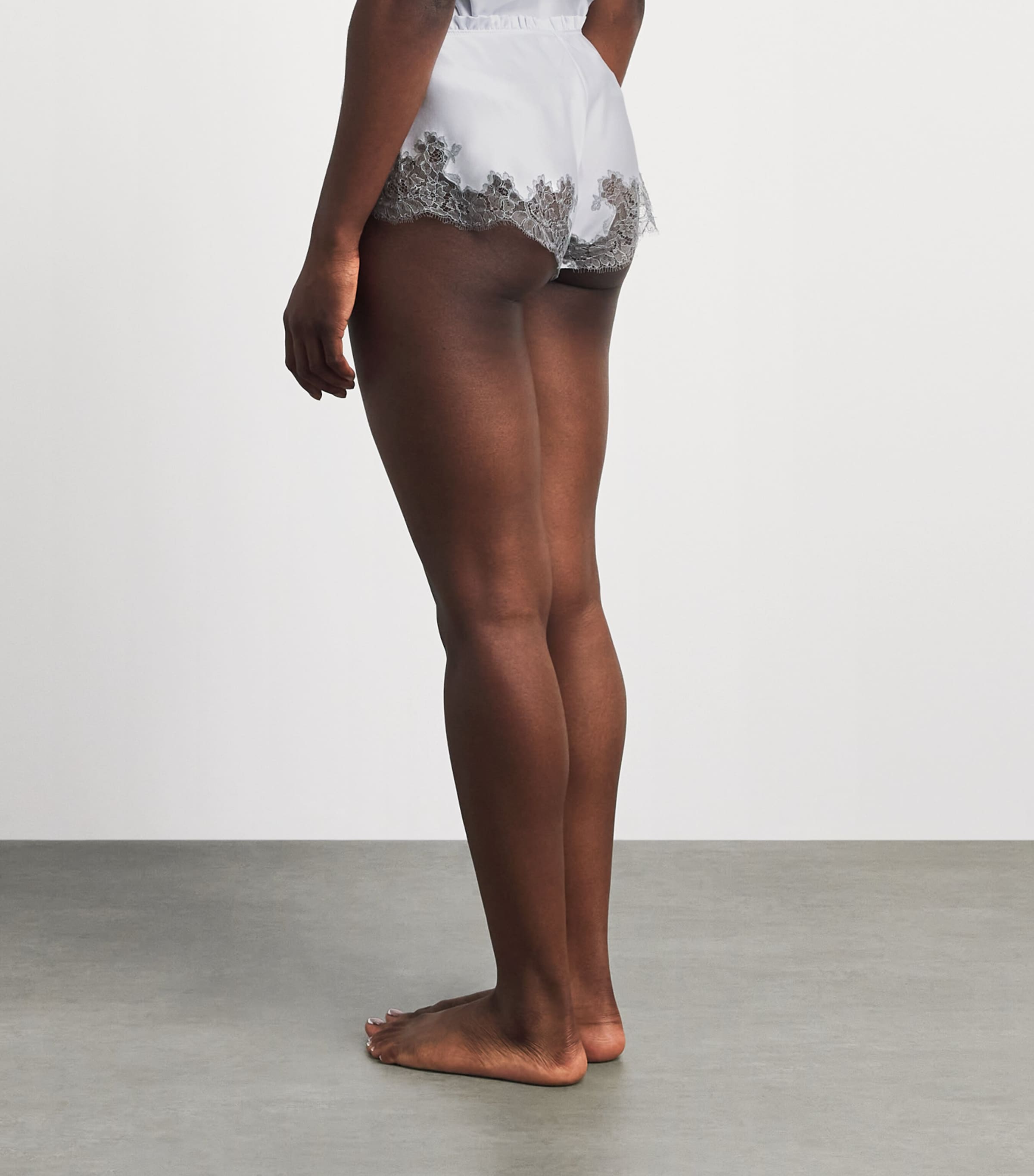 Carine Gilson Womens Silk Cérès Pyjama Shorts Silvergrey Image 5