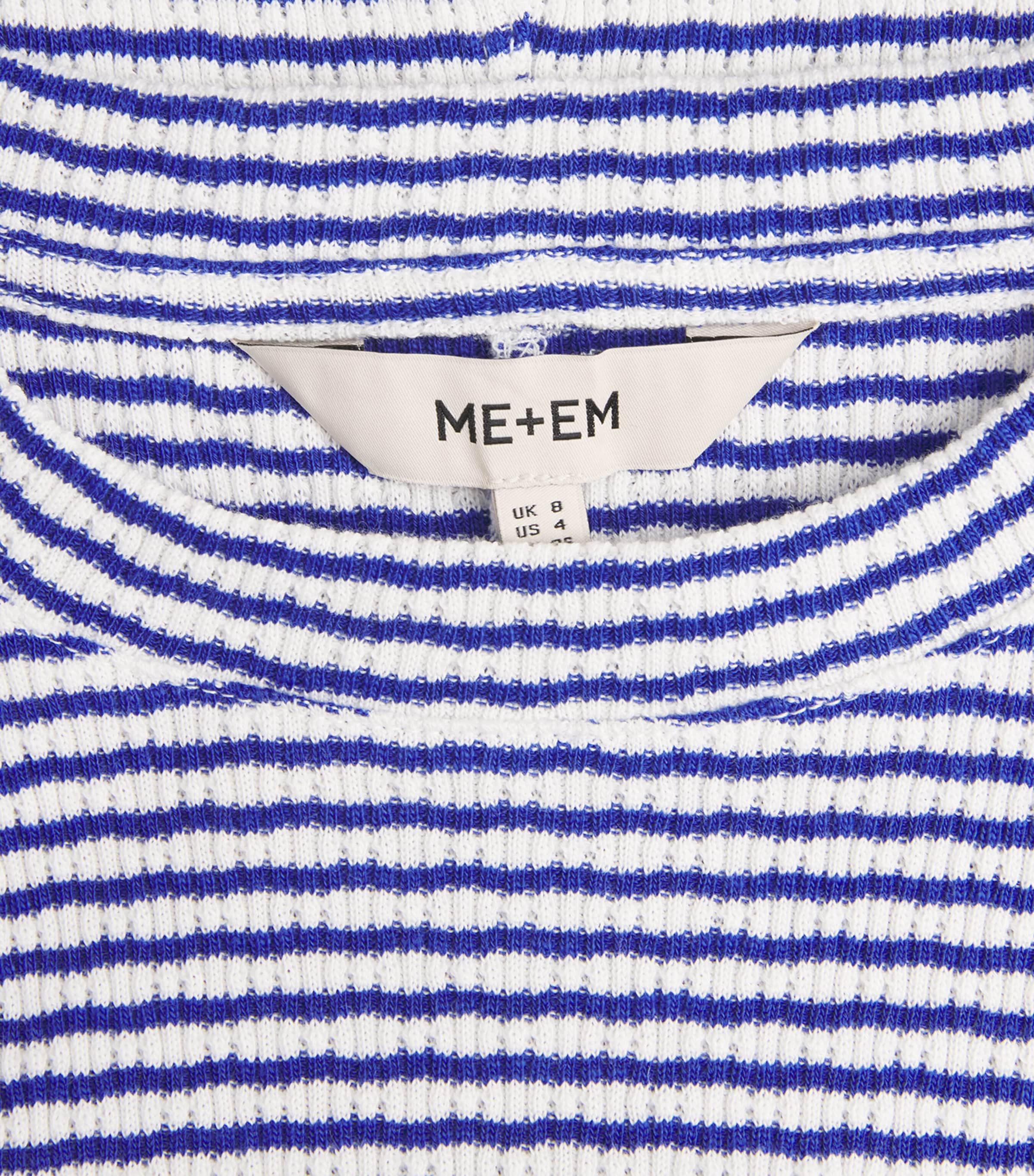 ME+EM Womens Cotton Puff-Sleeve T-Shirt Deep Blue/soft White Image 6