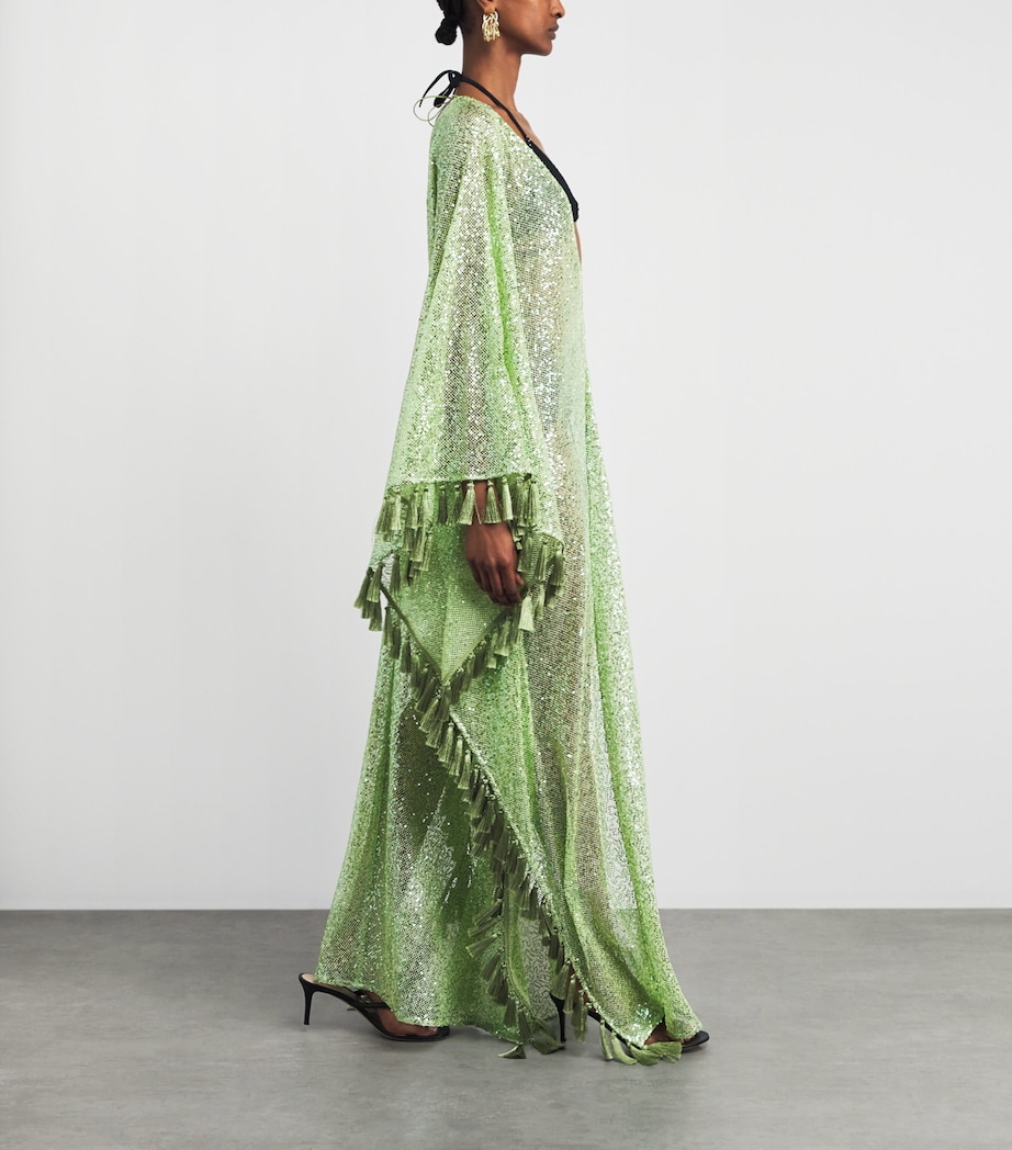Taller Marmo Womens Sequin Absolutely OOO Kaftan Acid Green Image 2