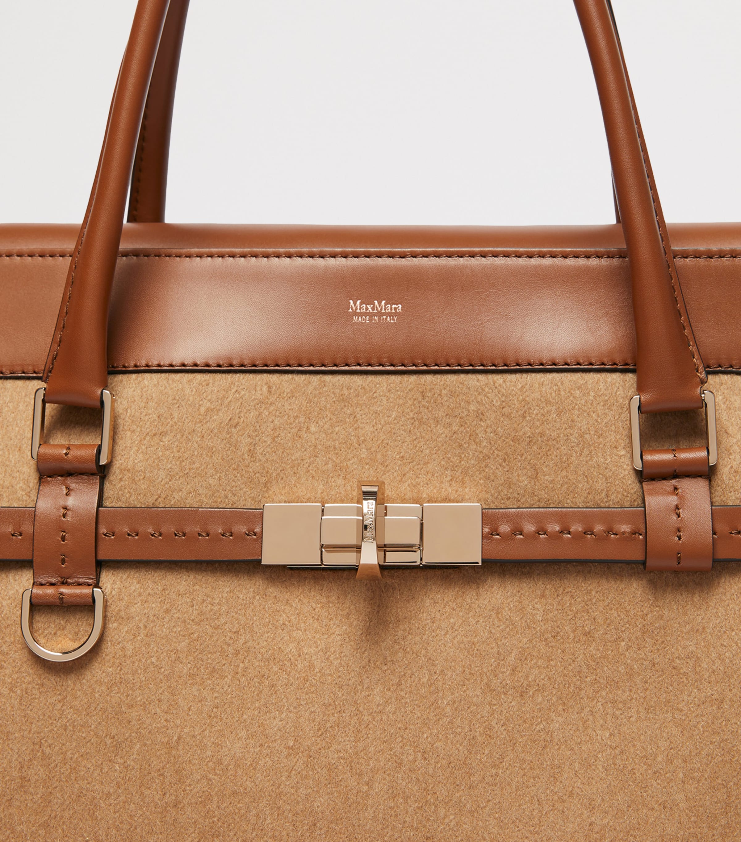 Medium Camel Wool Margaux Top-Handle Bag CAMEL Image 7