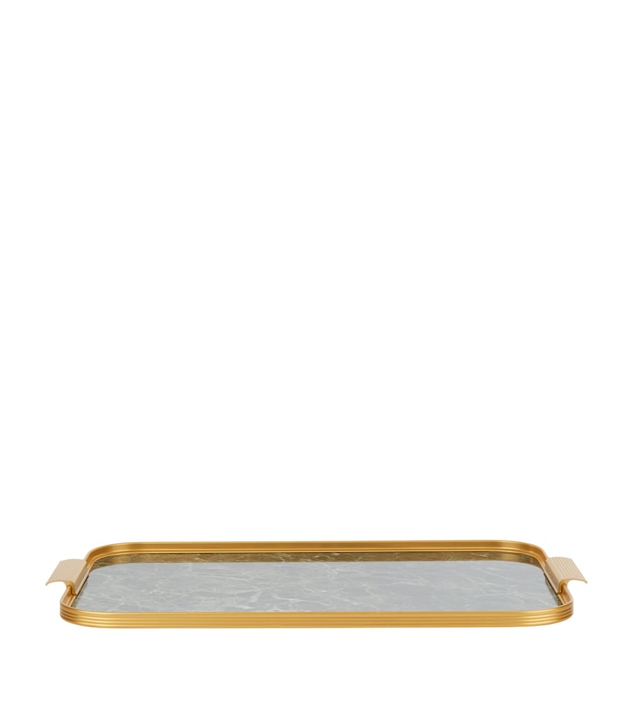 Marble Ribbed Tray (51cm) GOLD W/ONYX MARBLE Image 1