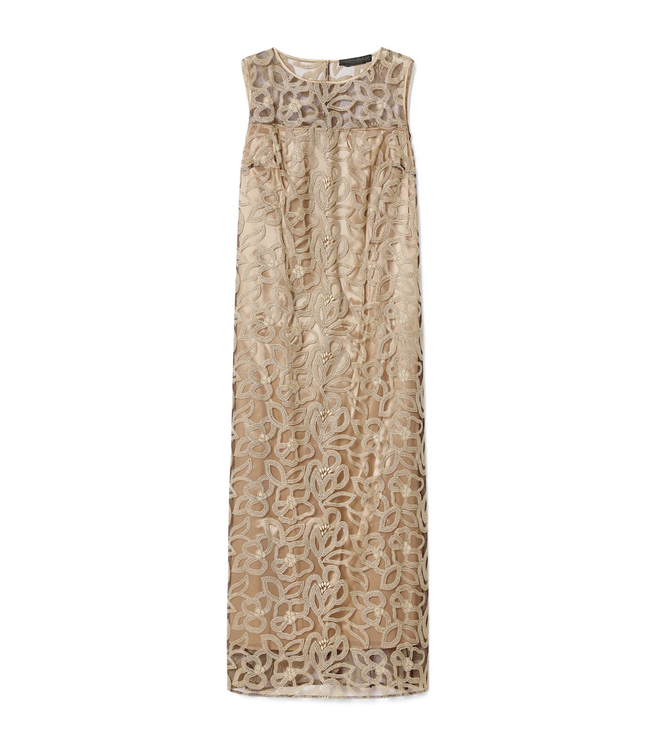 Marina Rinaldi Womens Embroidered Tulle Maxi Dress Black Image 1