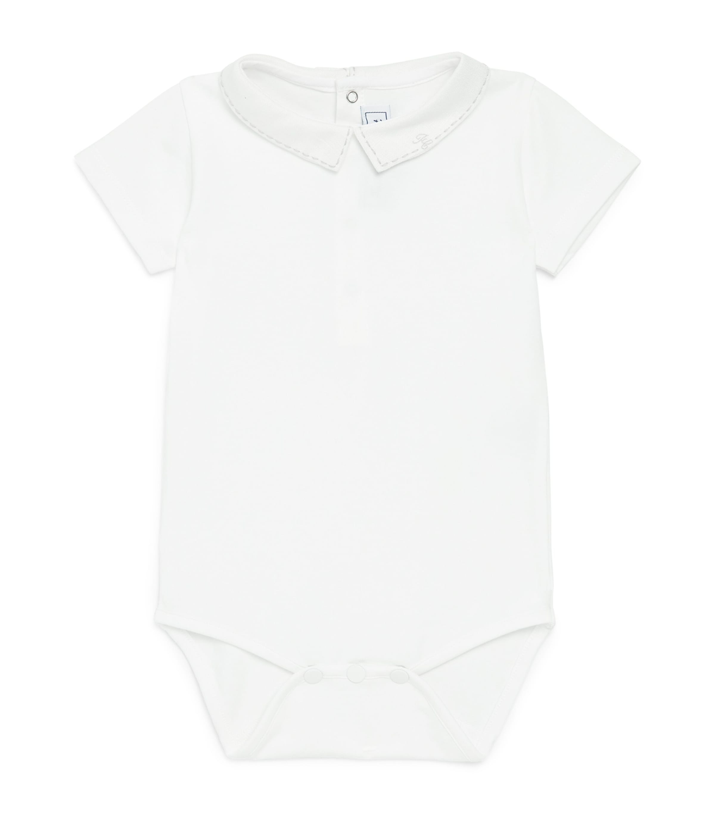 Shop Tartine Et Chocolat Cotton-blend Grey Embroidered Bodysuit In White