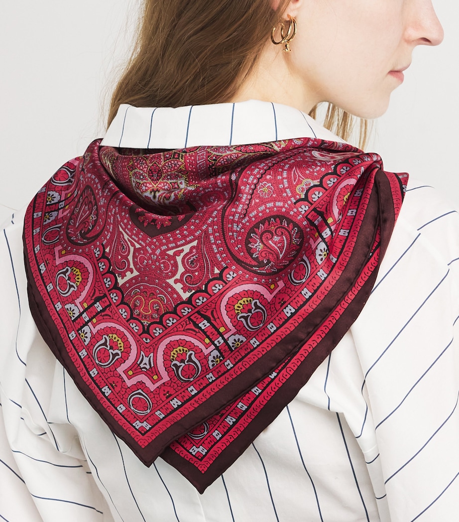 x Giuliva Heritage Silk Paisley Scarf RED PURPLE Image 3