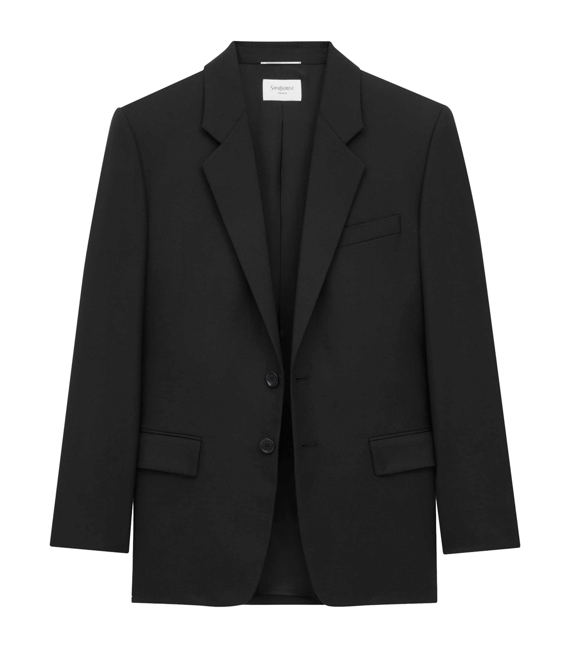 Saint Laurent Wool Single-breasted Jacket In Black
