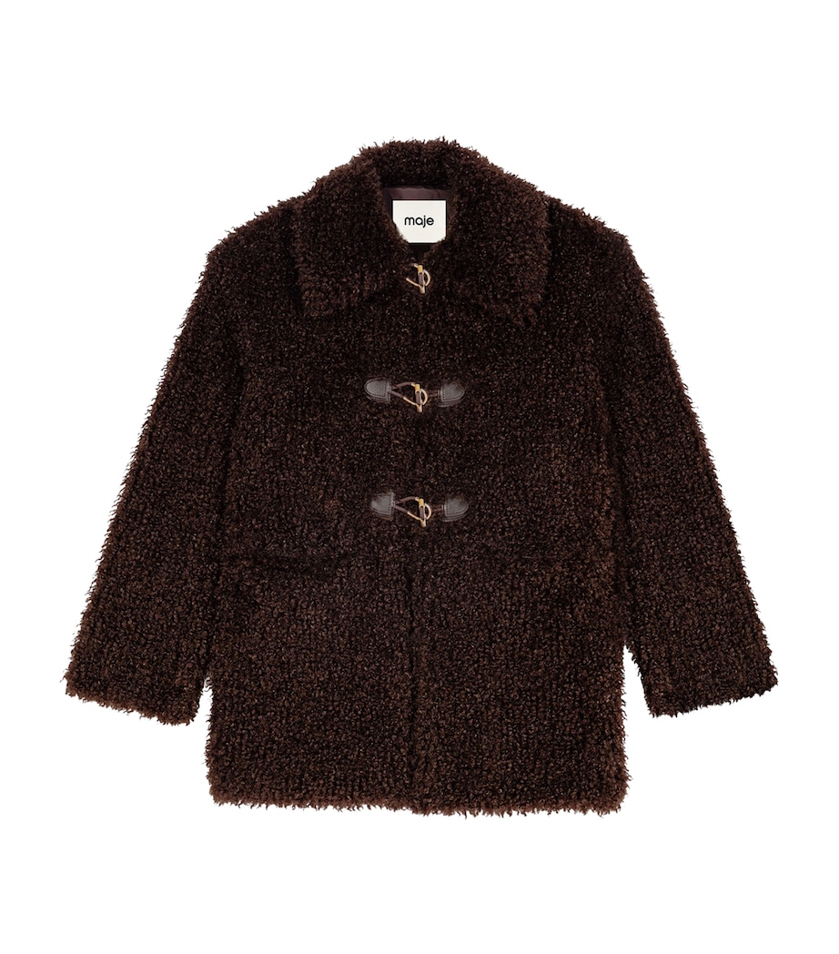 Maje Womens Faux Shearling Jacket Dark Brown Image 1