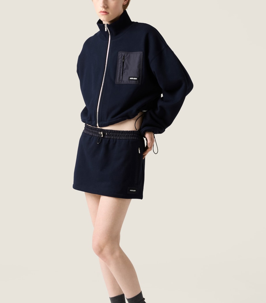 Miu Miu Womens Cotton Jersey Mini Skirt Blue Image 2