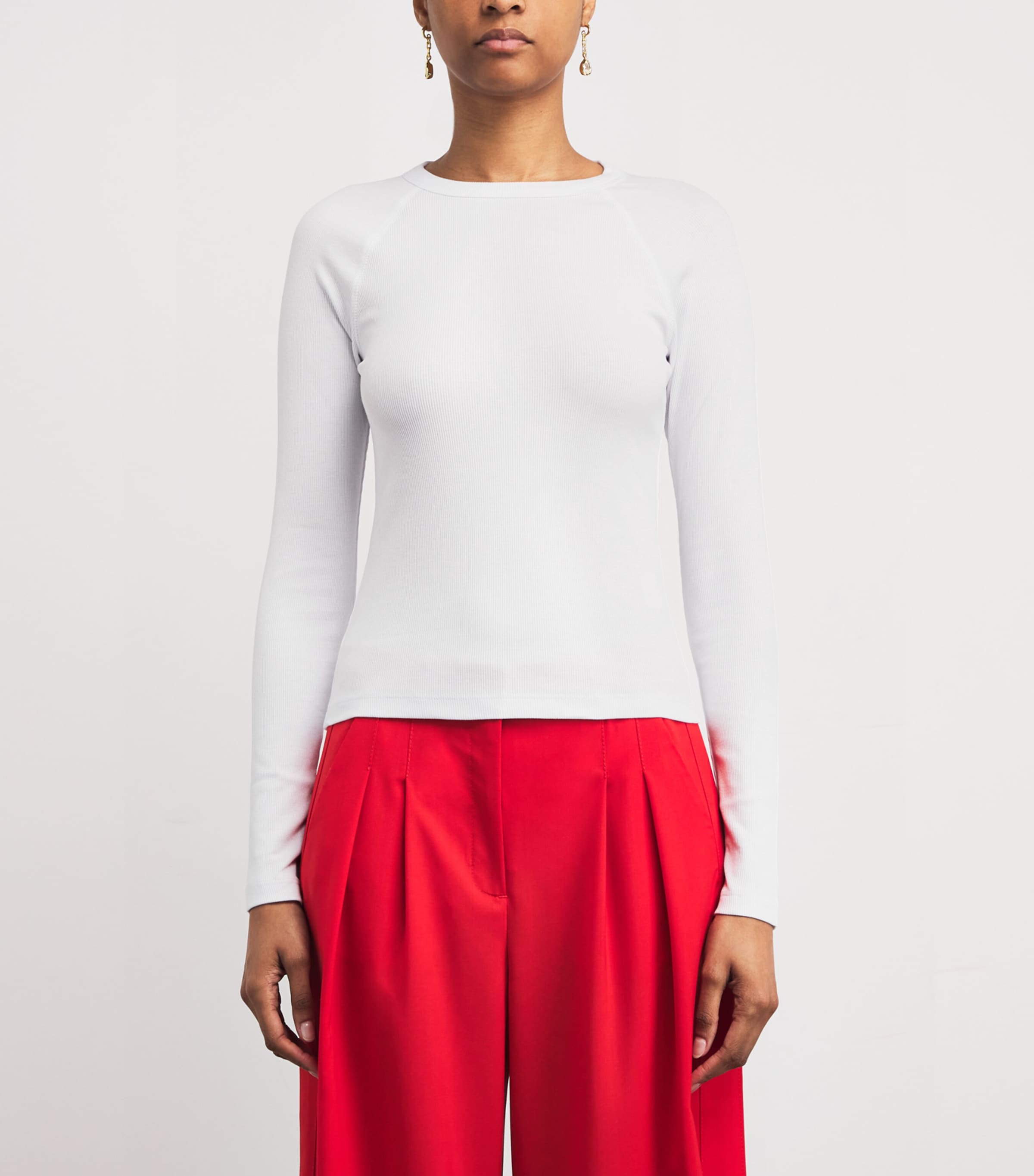 Stretch-Cotton Long-Sleeve T-Shirt BRIGHT WHITE Image 3