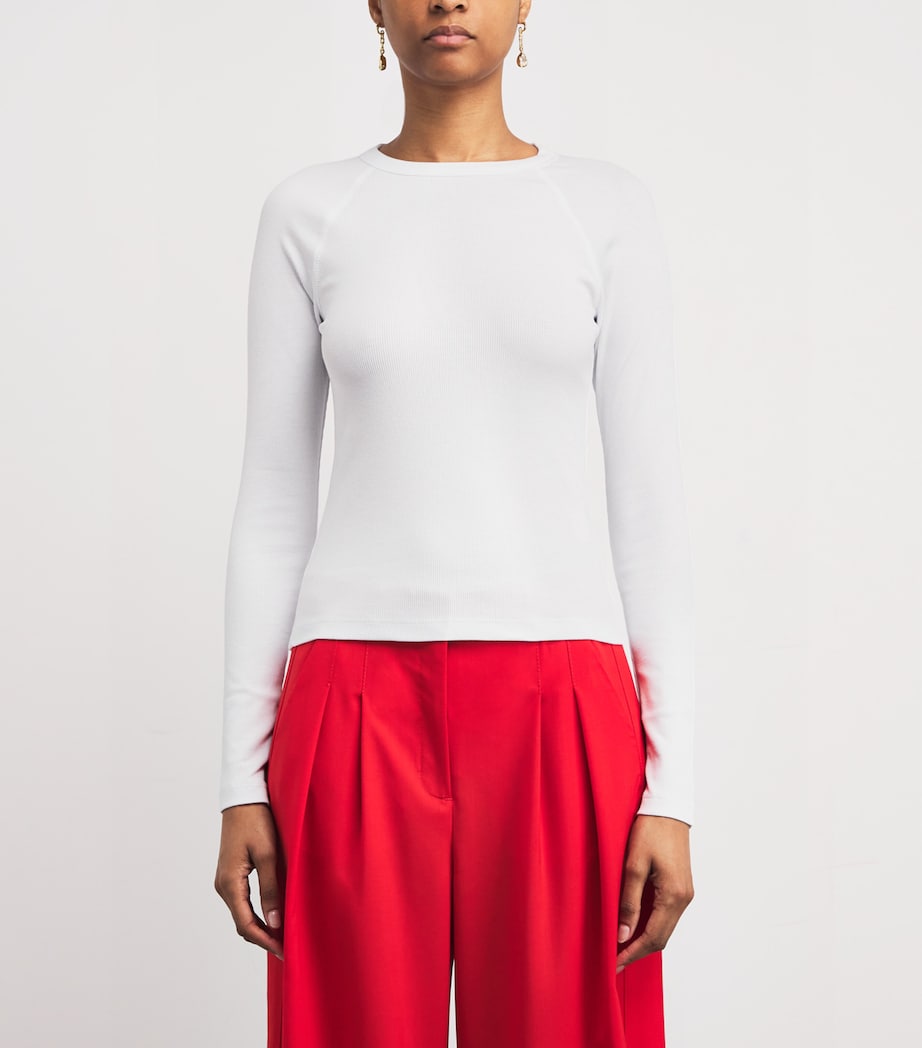 Stretch-Cotton Long-Sleeve T-Shirt BRIGHT WHITE Image 3