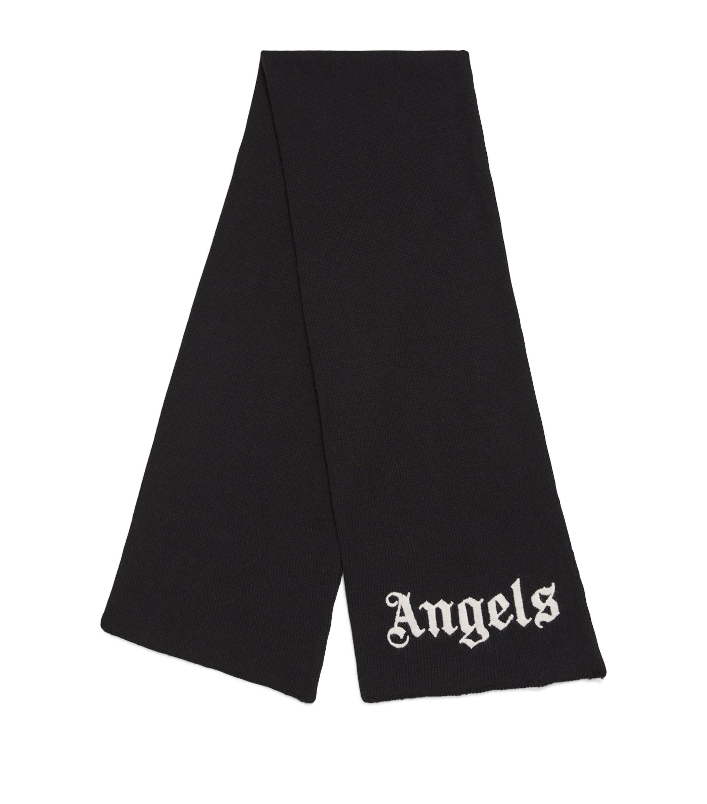 Shop Palm Angels Cotton-wool Logo Scarf In Black