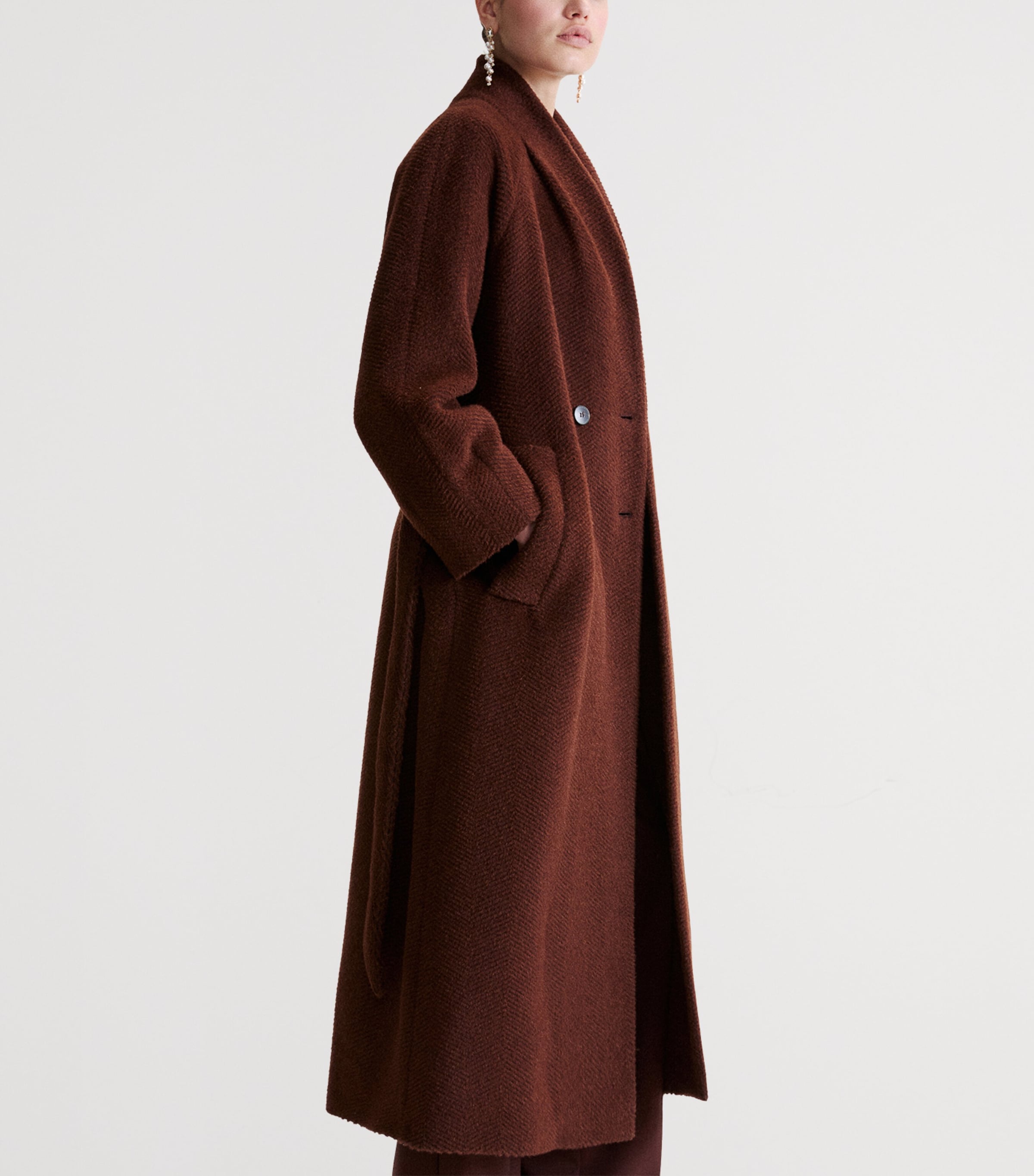 Marella Womens Alpaca-Virgin Wool Coat Brown Image 4
