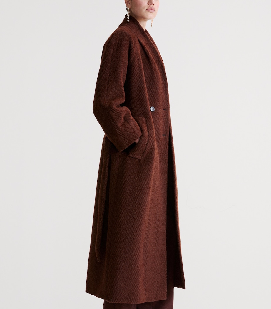 Marella Womens Alpaca-Virgin Wool Coat Brown Image 4