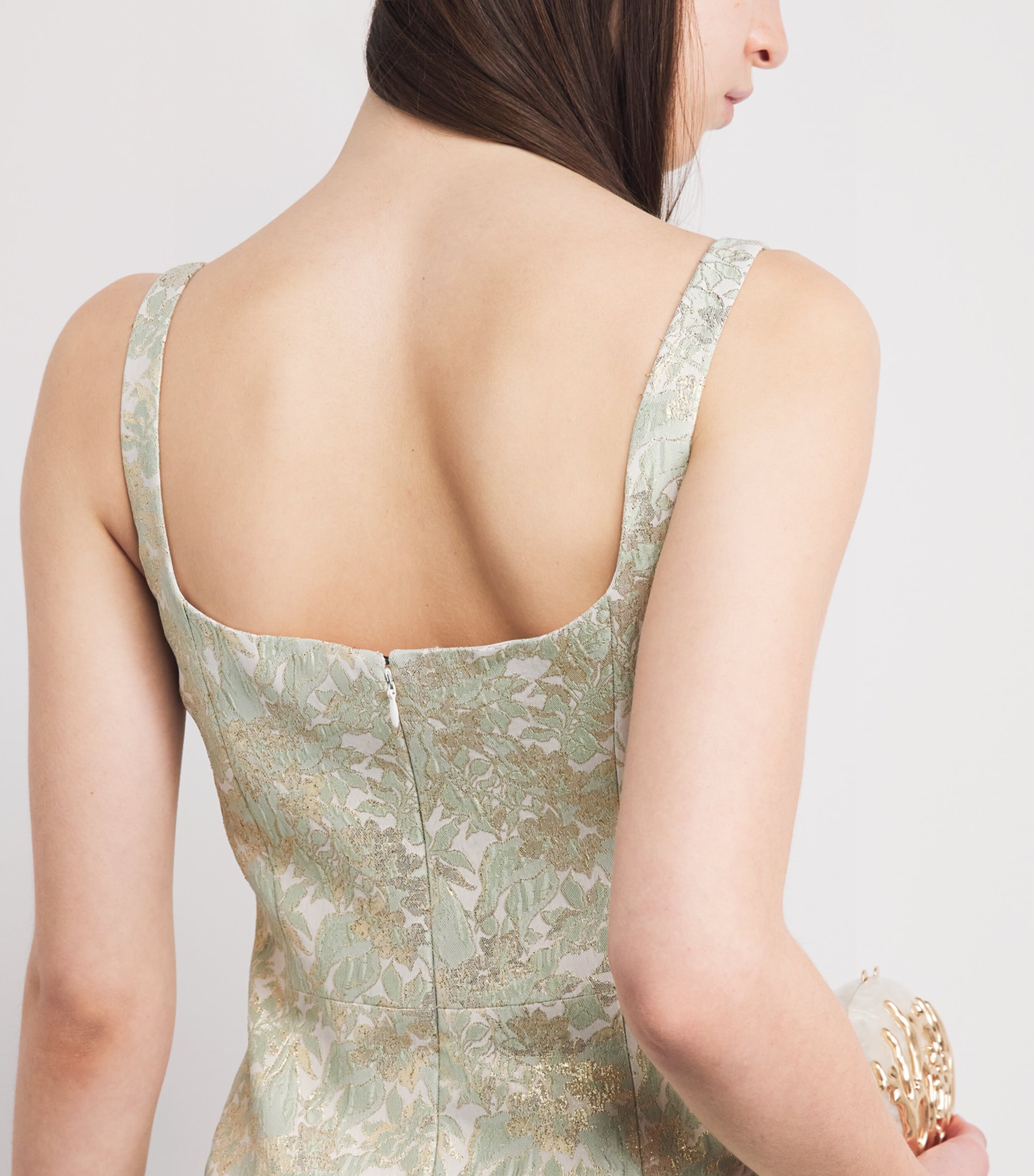 Alice+Olivia Womens Jacquard Eve Mini Dress Off White/sage Image 5