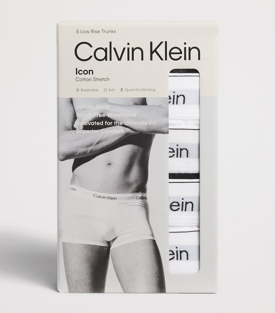 Calvin Klein Mens Stretch-Cotton Icon Trunks (Pack of 5) Black W/white W Image 4