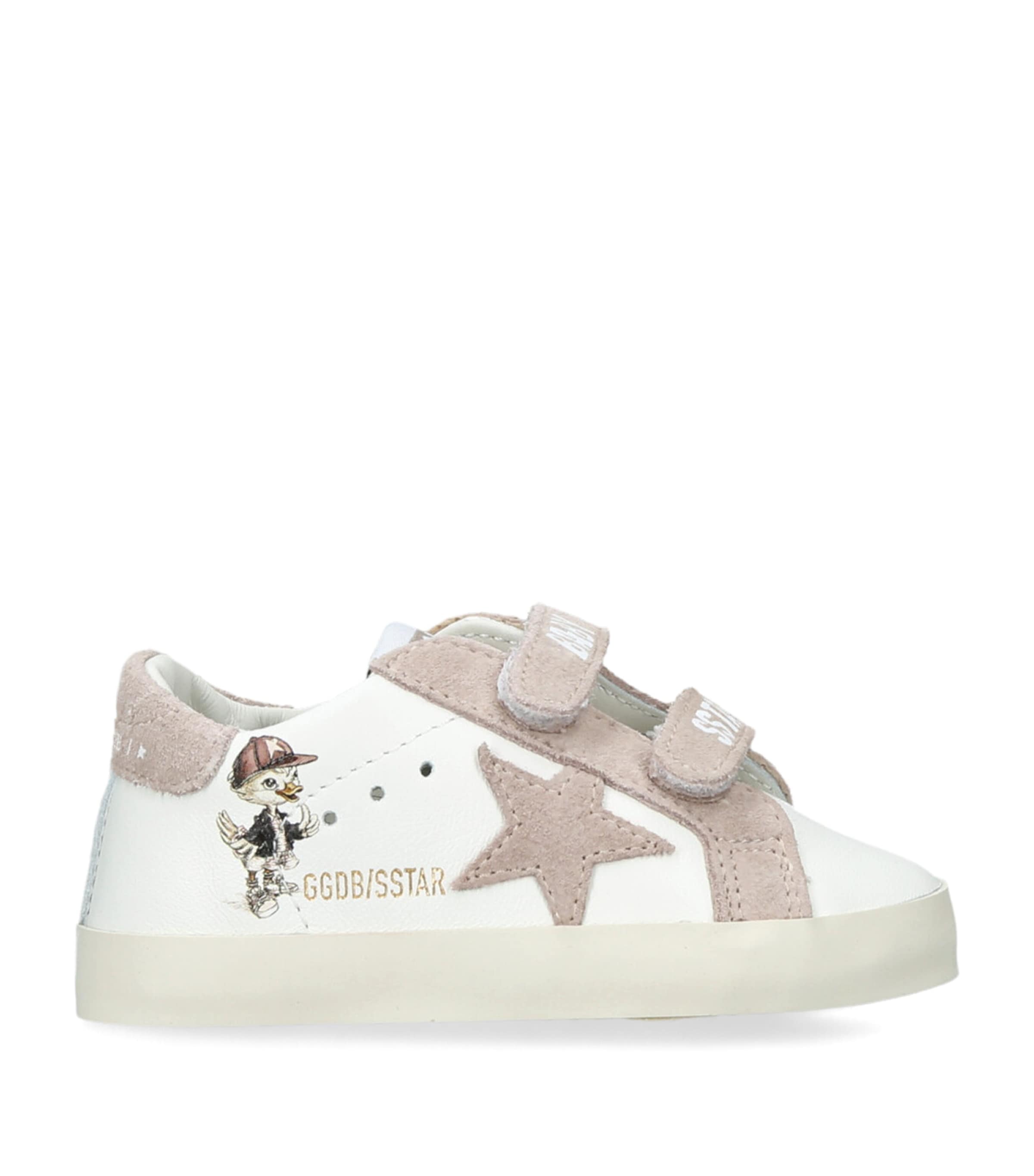 Leather-Suede Baby School Sneakers WHITE/OTH Image 1