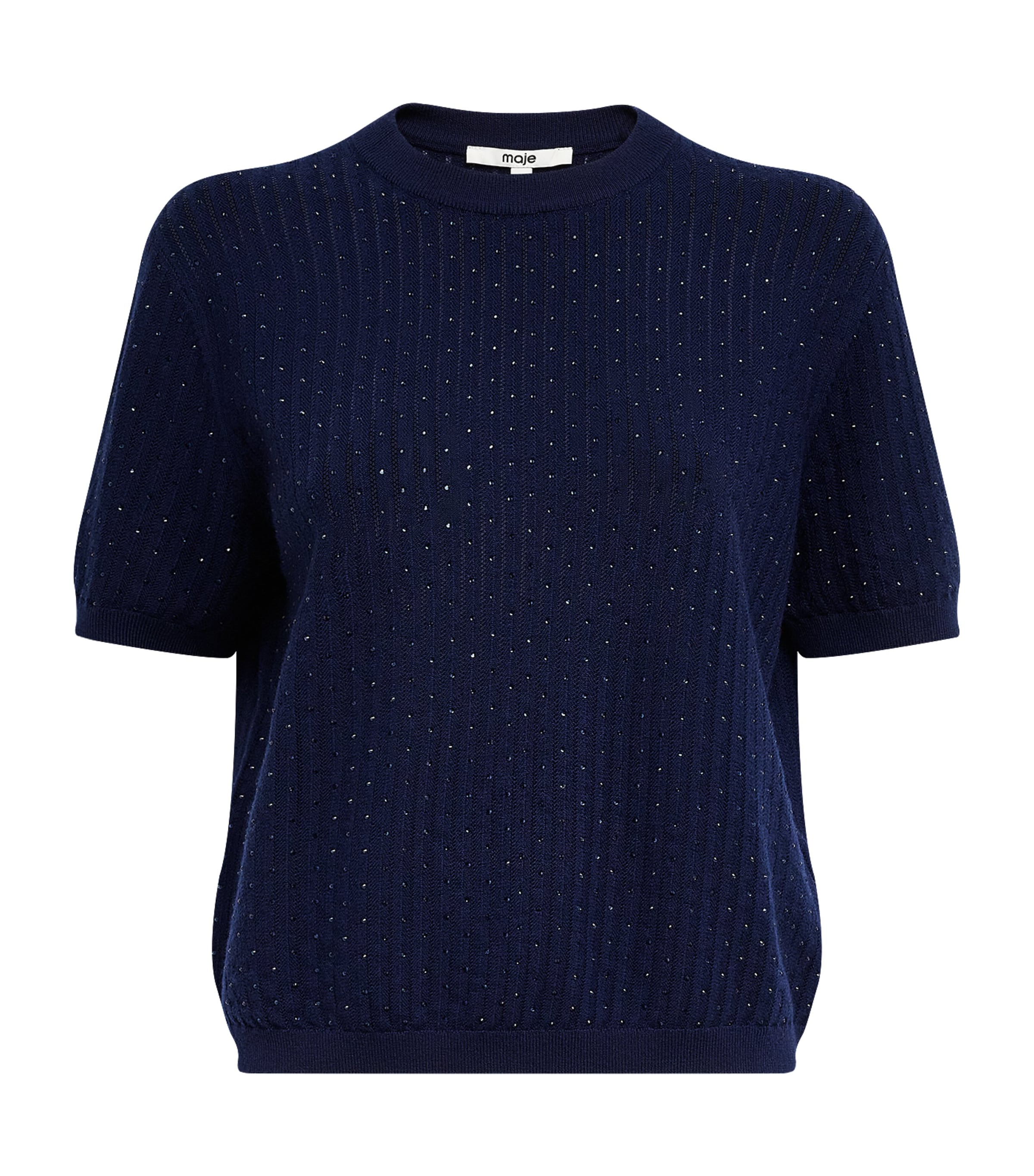 Maje Womens Wool-Blend Embellished Sweater Navy Image 1