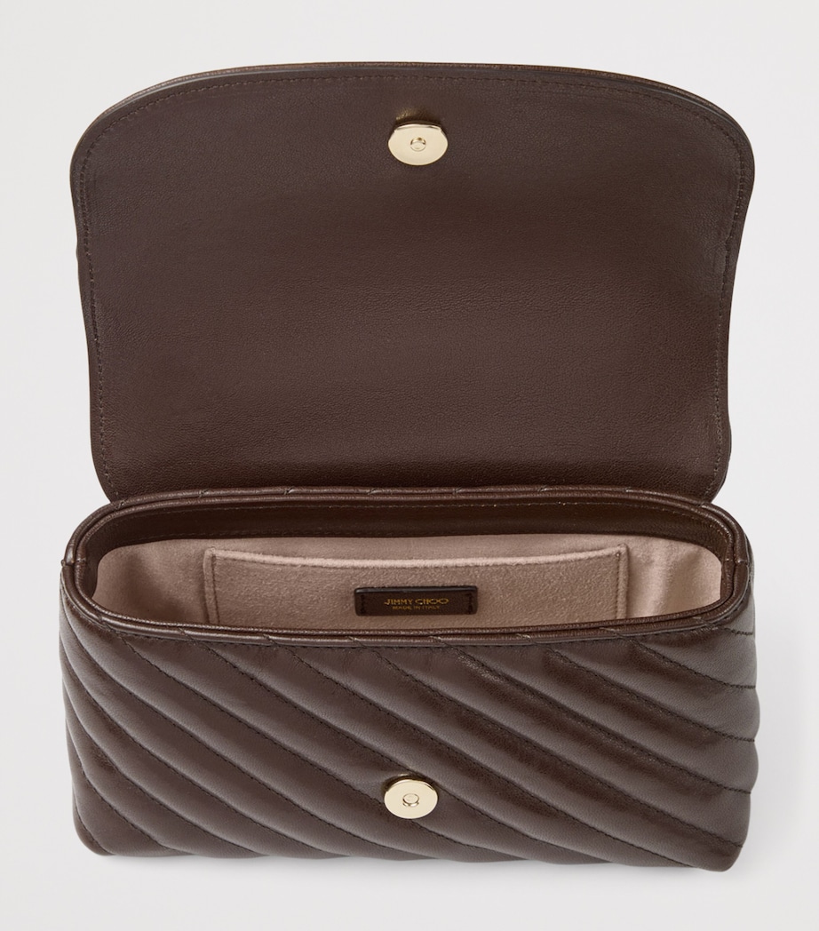 Jimmy Choo Leather Curve Cross-Body Bag Chocolate/shiny Gold Image 4