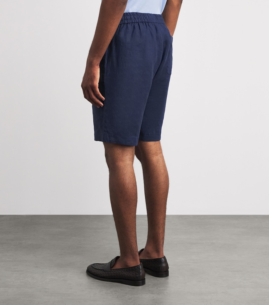 Sunspel Mens Linen Drawstring Shorts Buaf Light Navy Image 5
