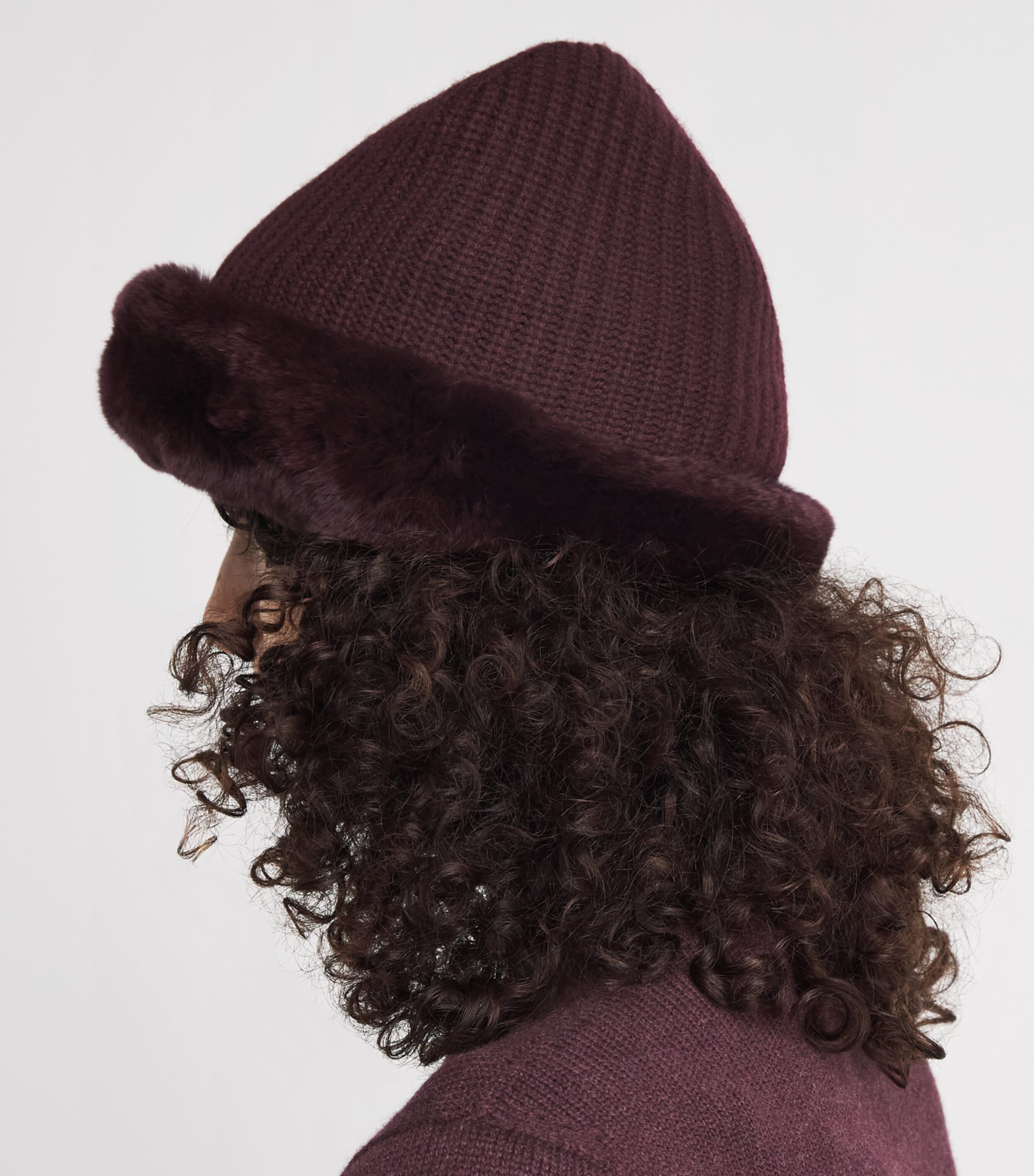 Yves Salomon Wool-Cashmere Rabbit Fur Trim Beanie Image 2